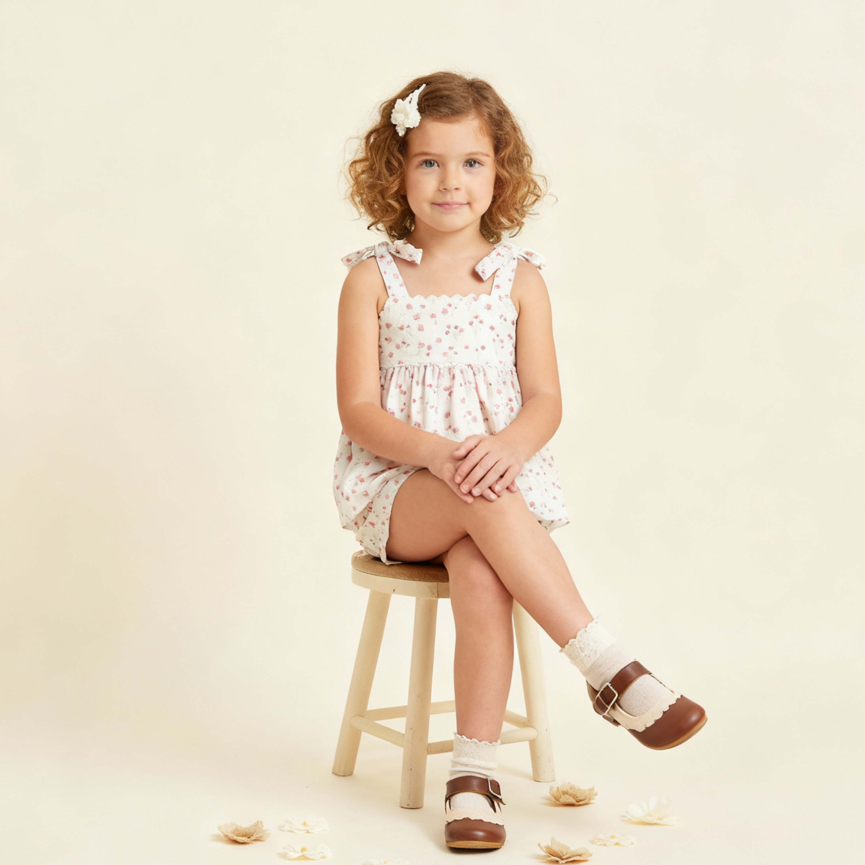 Makemake Organics - Organic Tie Up Top & Shorts Set - Pink  Bloom