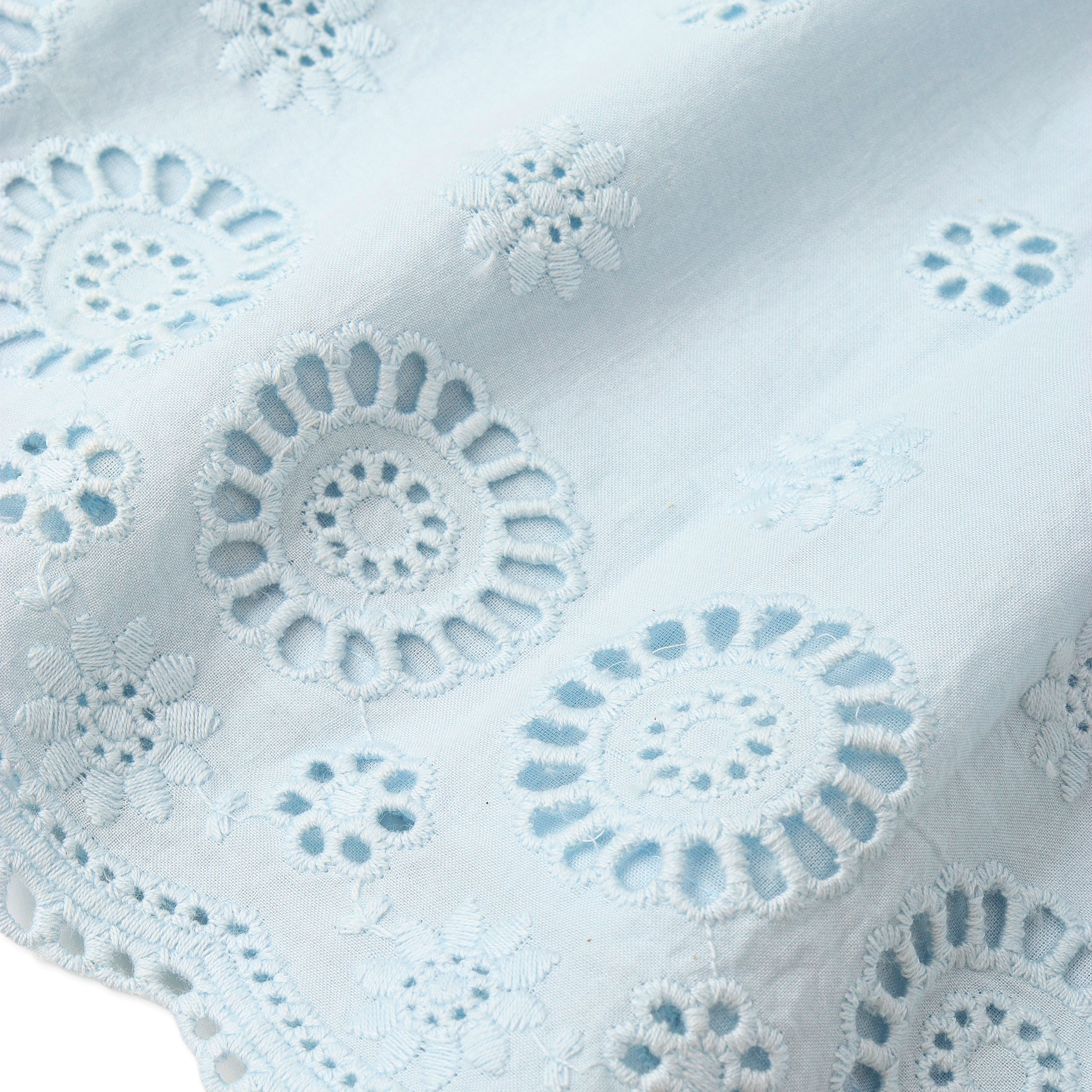 Makemake Organics - Organic Eyelet Top And Pant Set - Light Blue Eyelet