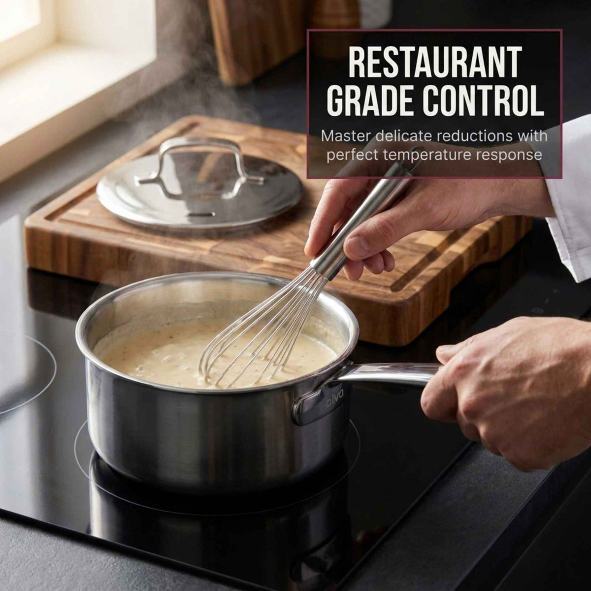 Alva Cookware 5-Ply Stainless Steel Saucepan with Lid