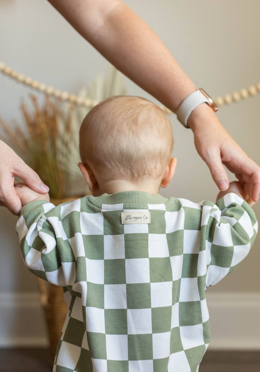 Little Organic Company Checkered Oversized Bubble Romper