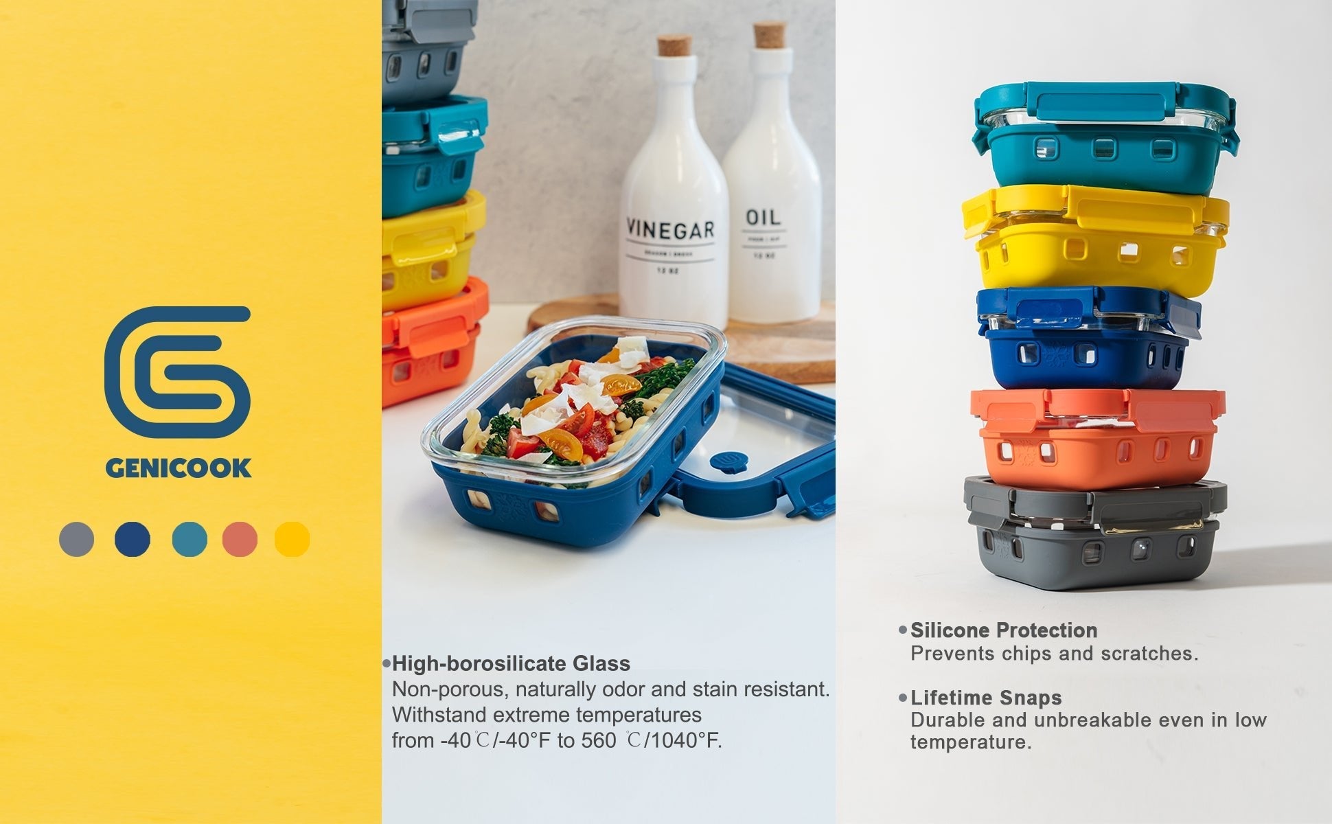 Genicook Multicolor Glass Storage Set