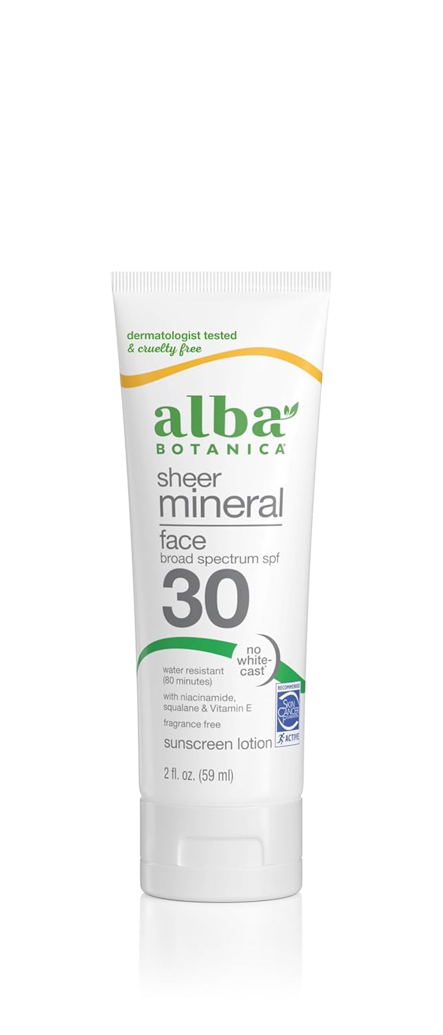 Alba Botanica Mineral Face Sunscreen SPF30, 2 fl oz - Gluten-Free Sun Protection