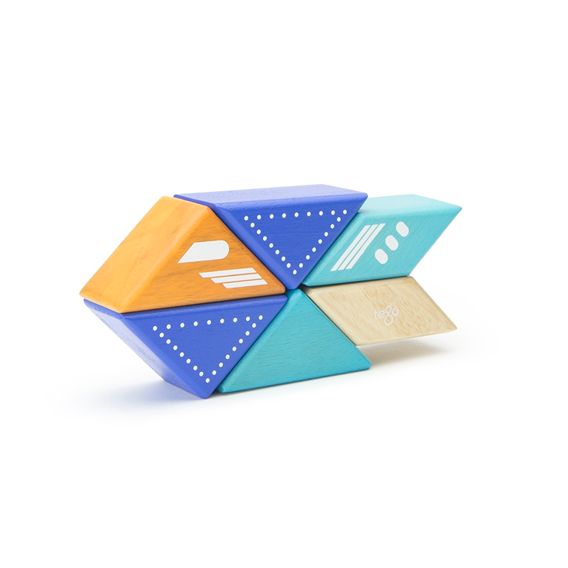 Tegu Travel Pals - Jet Plane  Magnetic Wooden Blocks  6 pieces