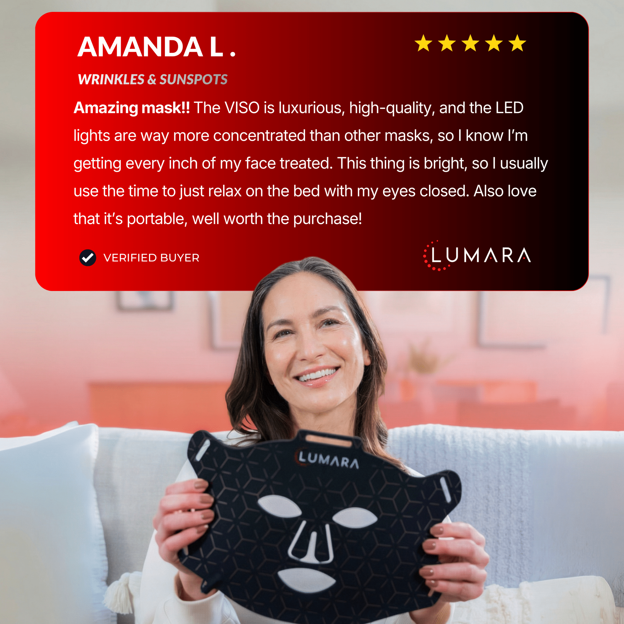 VISO FDA-Certified Red Light Therapy Mask - 470 Micro-LEDs for Anti-Aging