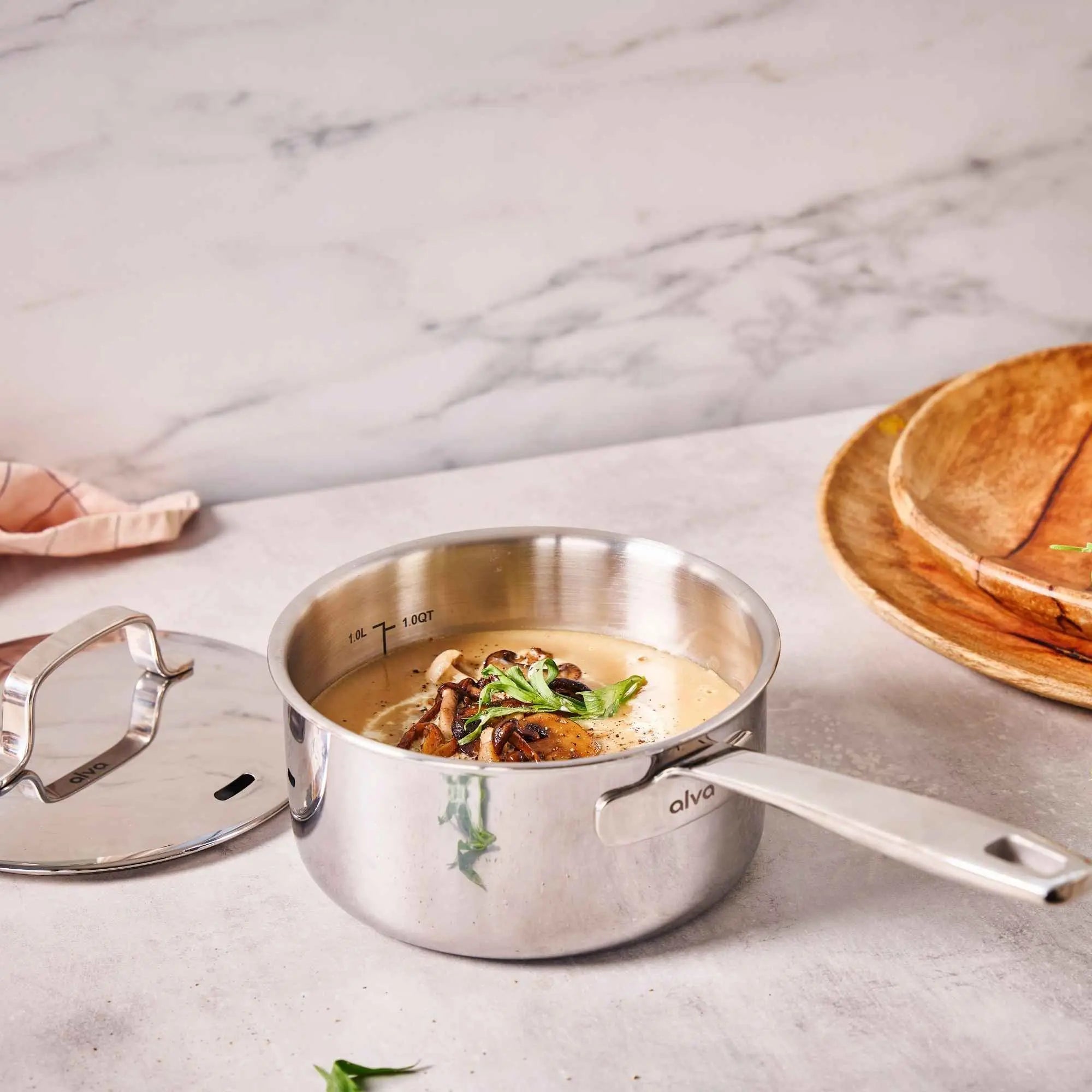 Alva Cookware 5-Ply Stainless Steel Saucepan with Lid