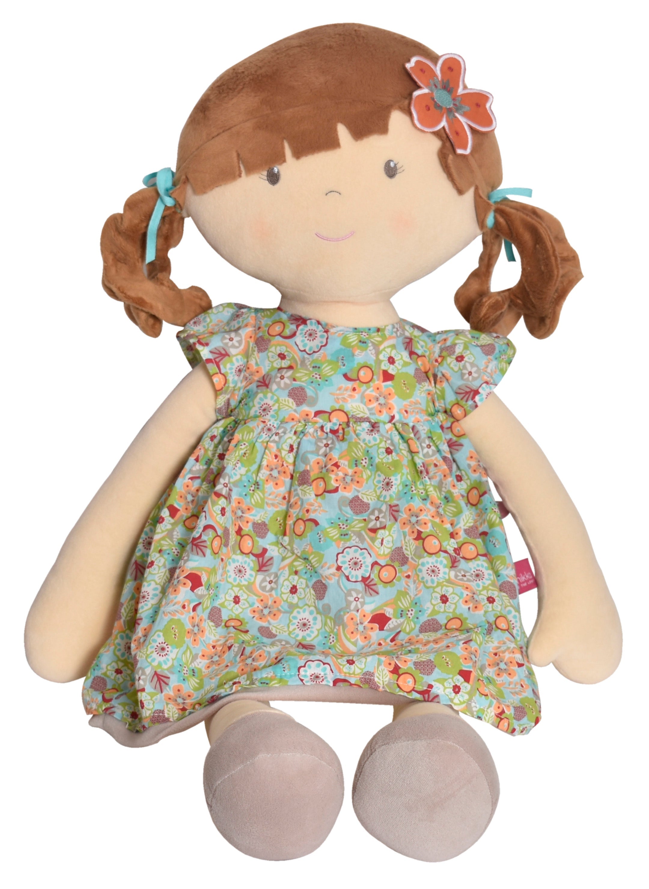 Tikiri Toys Summer X-Large Doll Brunette in Orange Flowered Dress