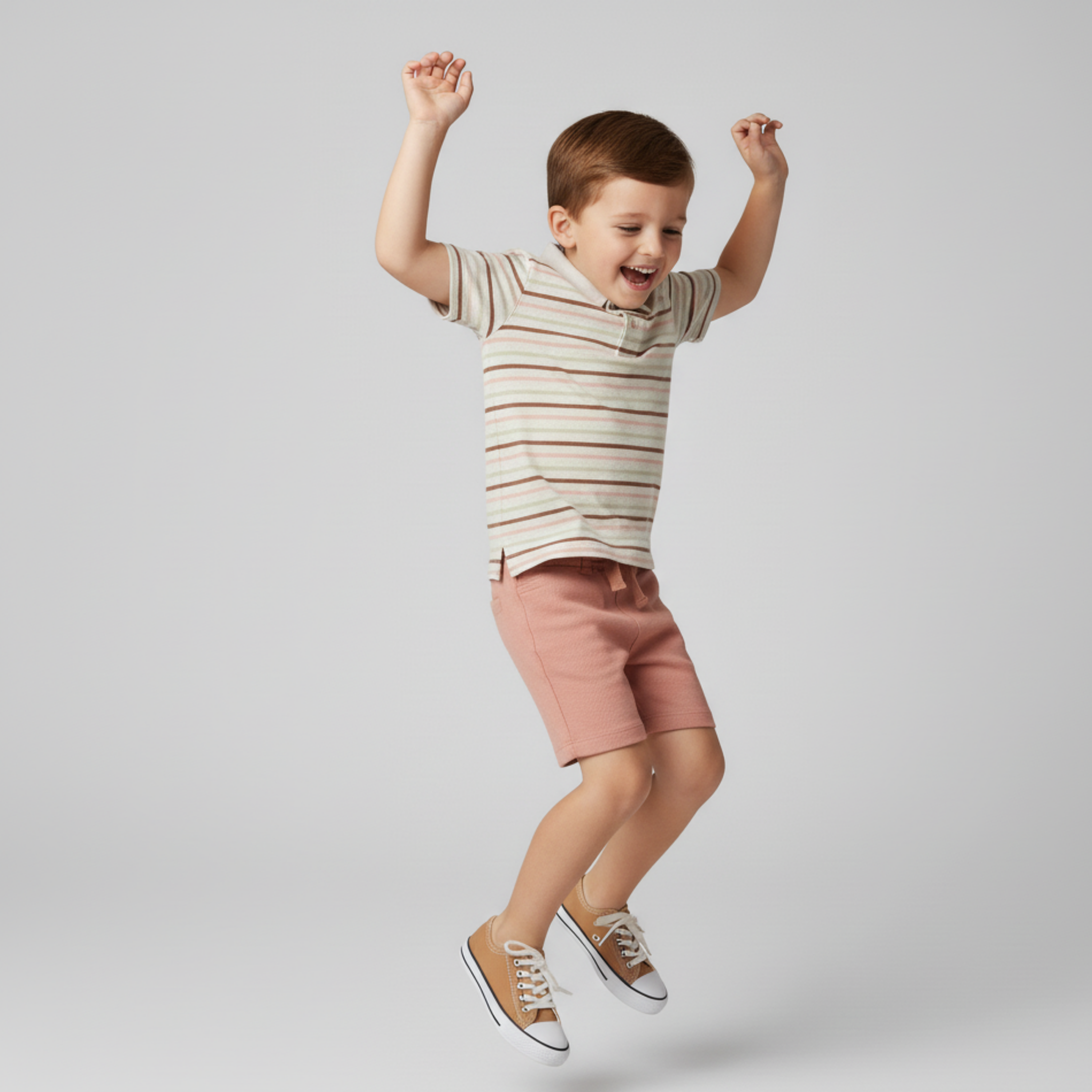 Makemake Organics - Organic Collar Tee & Shorts Set - Terra Stripes