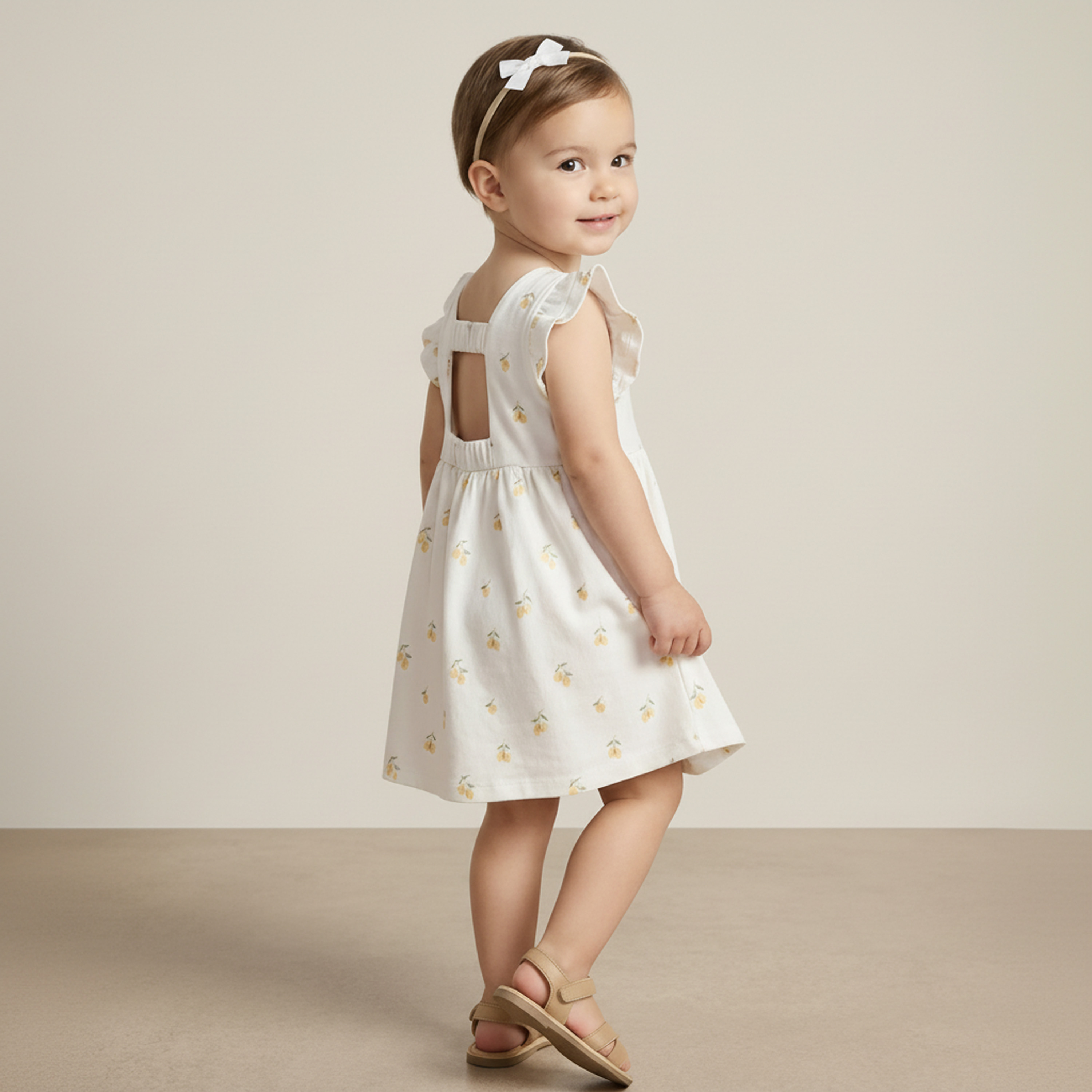 Makemake Organics - Organic Cutout Back Dress - Lemons