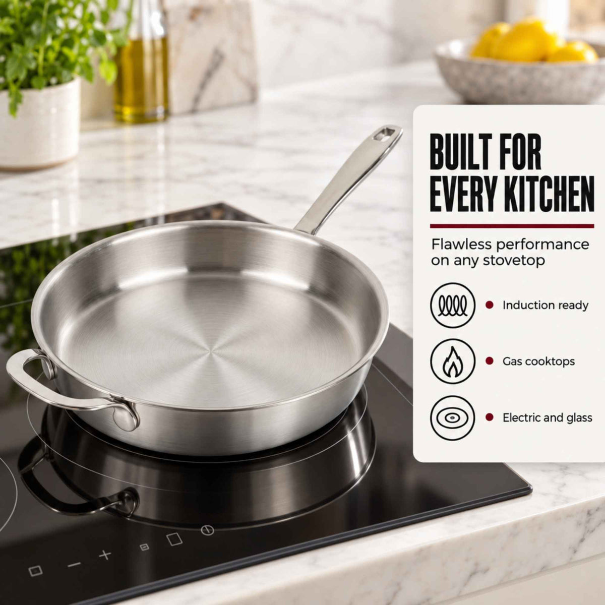 Alva Cookware 5-Ply Stainless Steel Frying Pan