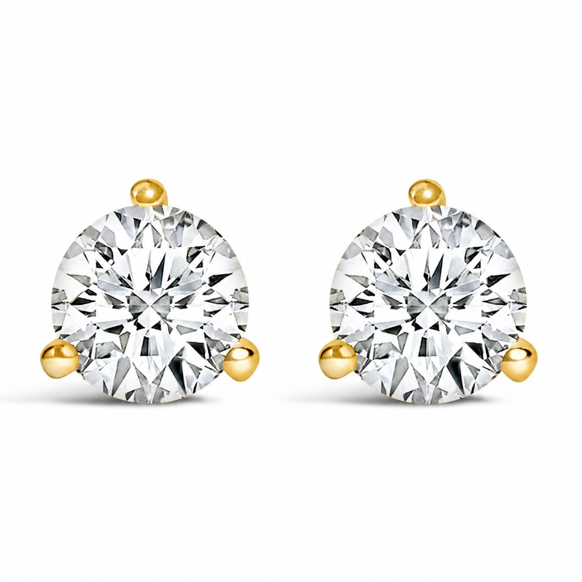 14K White Gold 2.0 Cttw 3-Prong Martini Set Brilliant Round-Cut Solitaire Lab Grown Diamond Screwback Stud Earrings (F-G Color, VS1-VS2 Clarity)