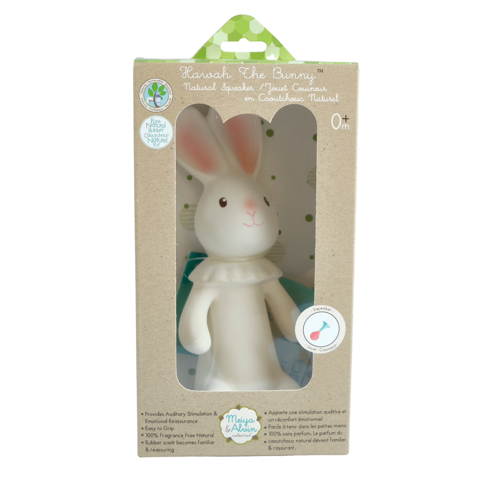 Tikiri Toys Havah the Bunny Organic Natural Rubber Squeaker Toy