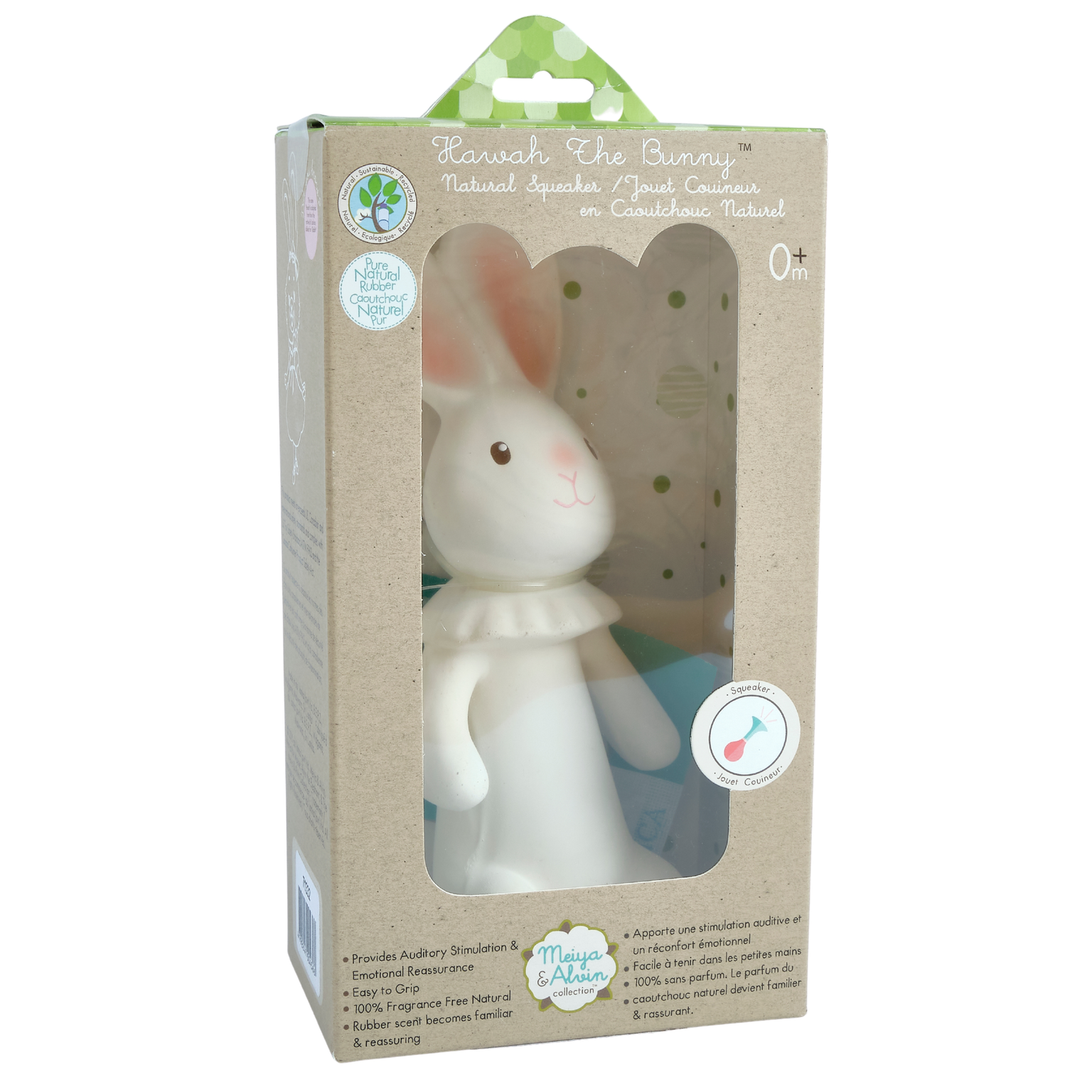 Tikiri Toys Havah the Bunny Organic Natural Rubber Squeaker Toy