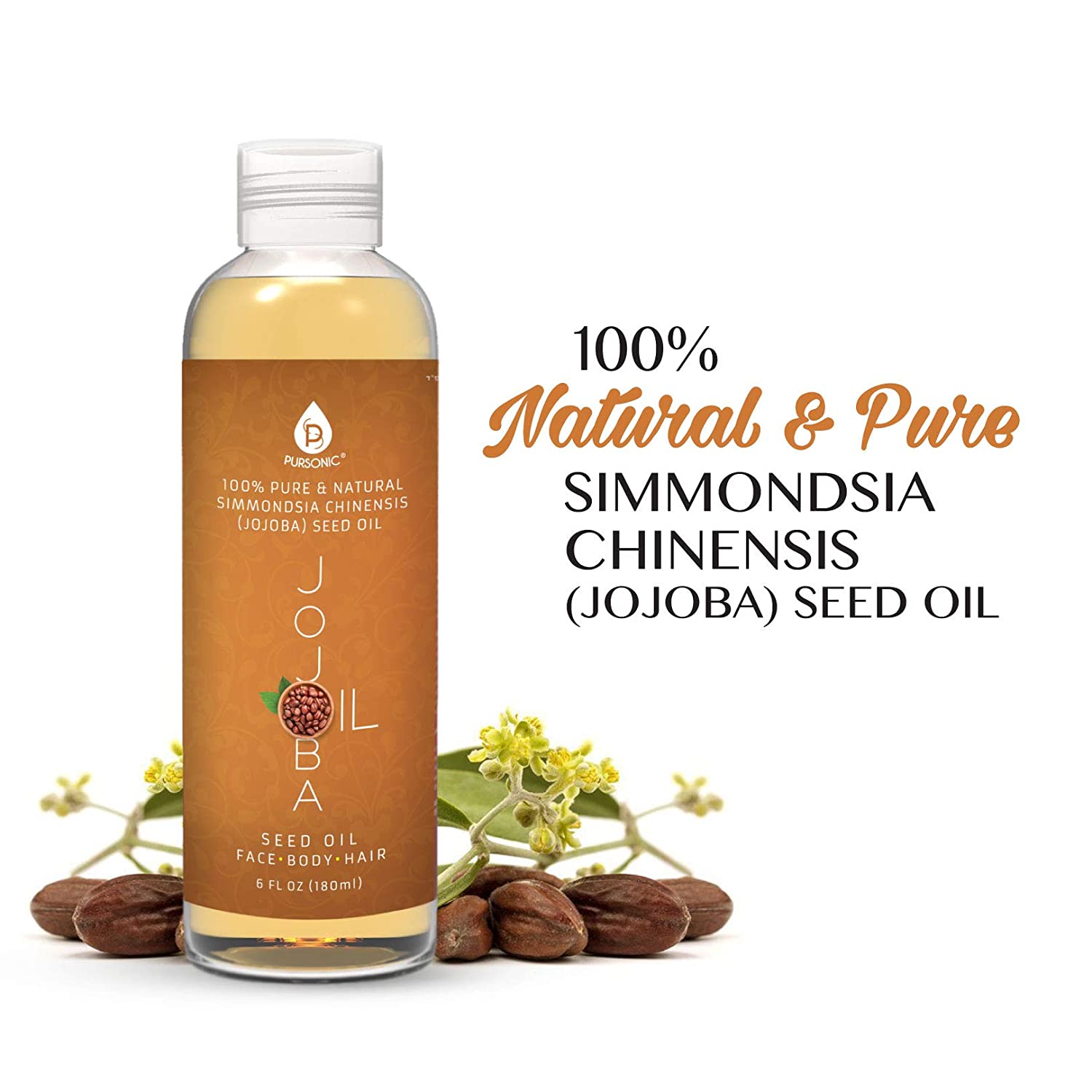 Pursonic 100% Pure & Natural Golden Jojoba Oil 6 Oz