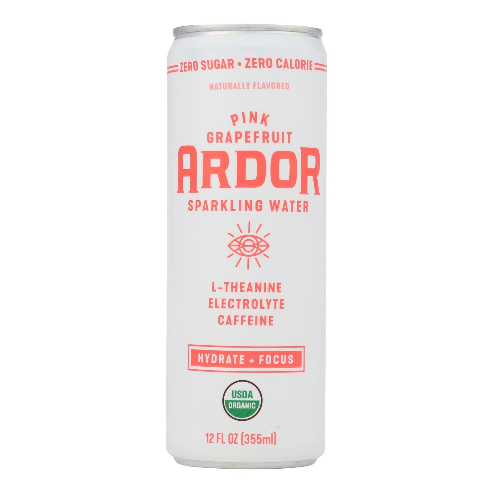 Ardor Sparkling Pink Grapefruit Water, 12 Fl Oz (Pack of 12)