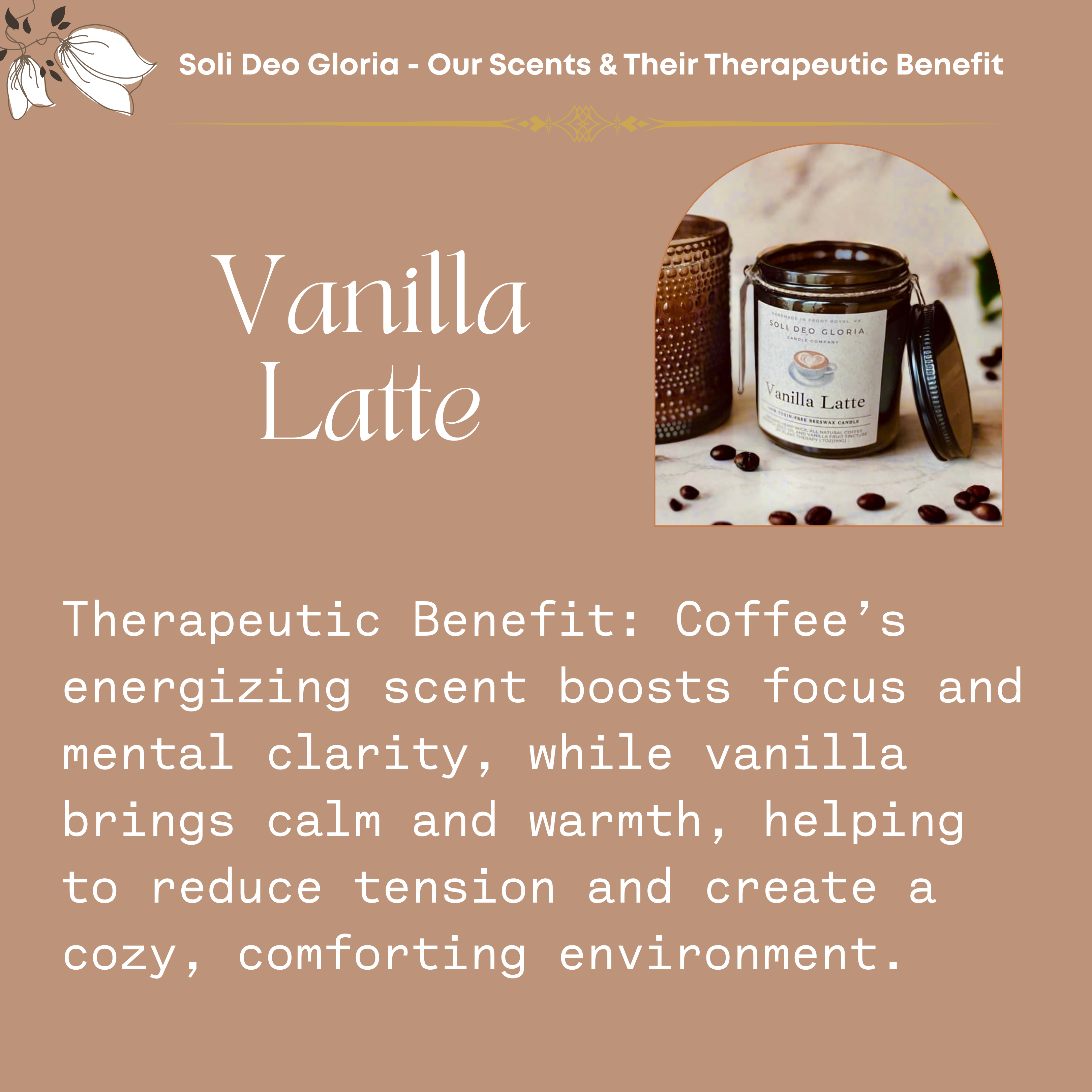 Soli Deo Gloria Candle Company Vanilla Latte | Coffee & Vanilla Beeswax Candle
