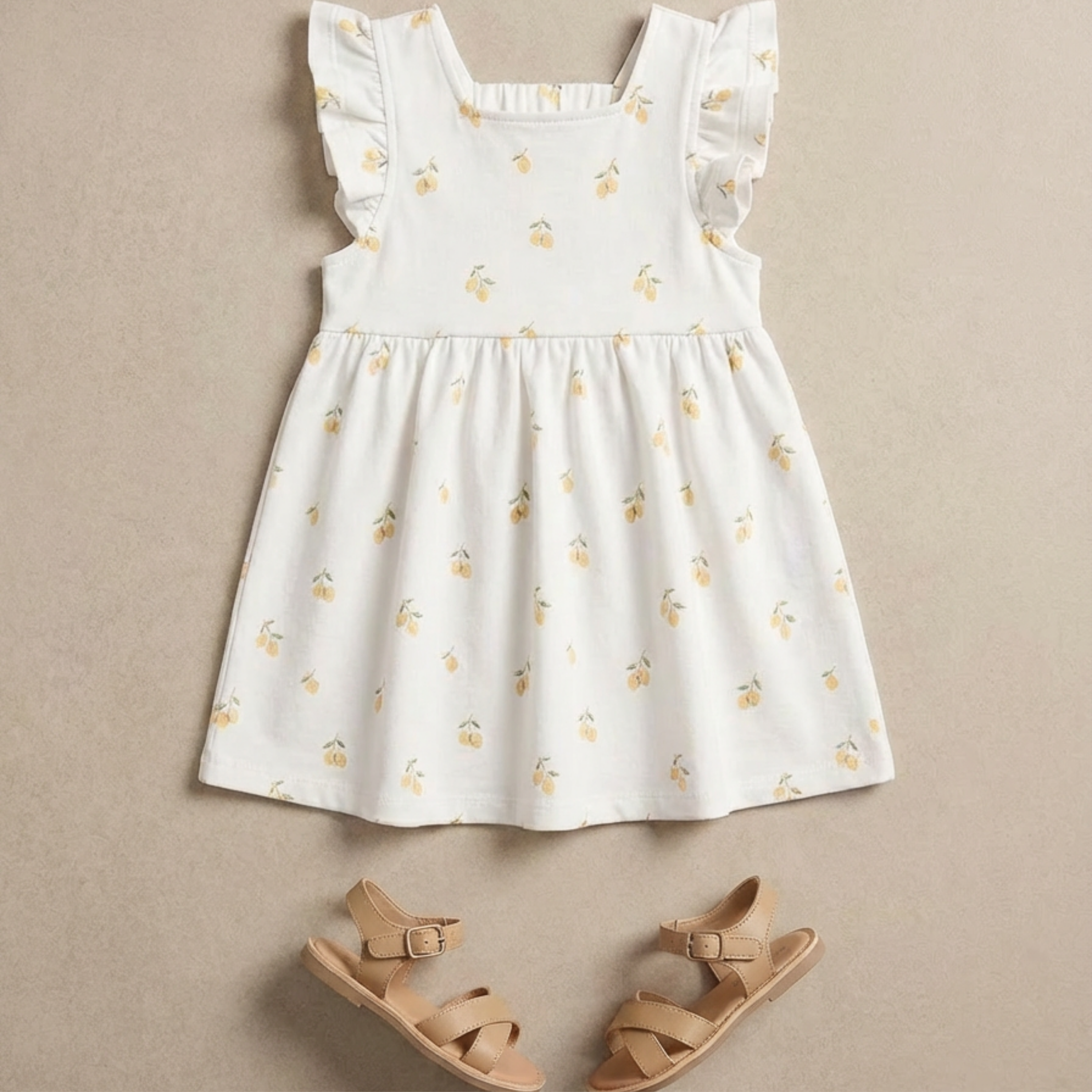 Makemake Organics - Organic Cutout Back Dress - Lemons