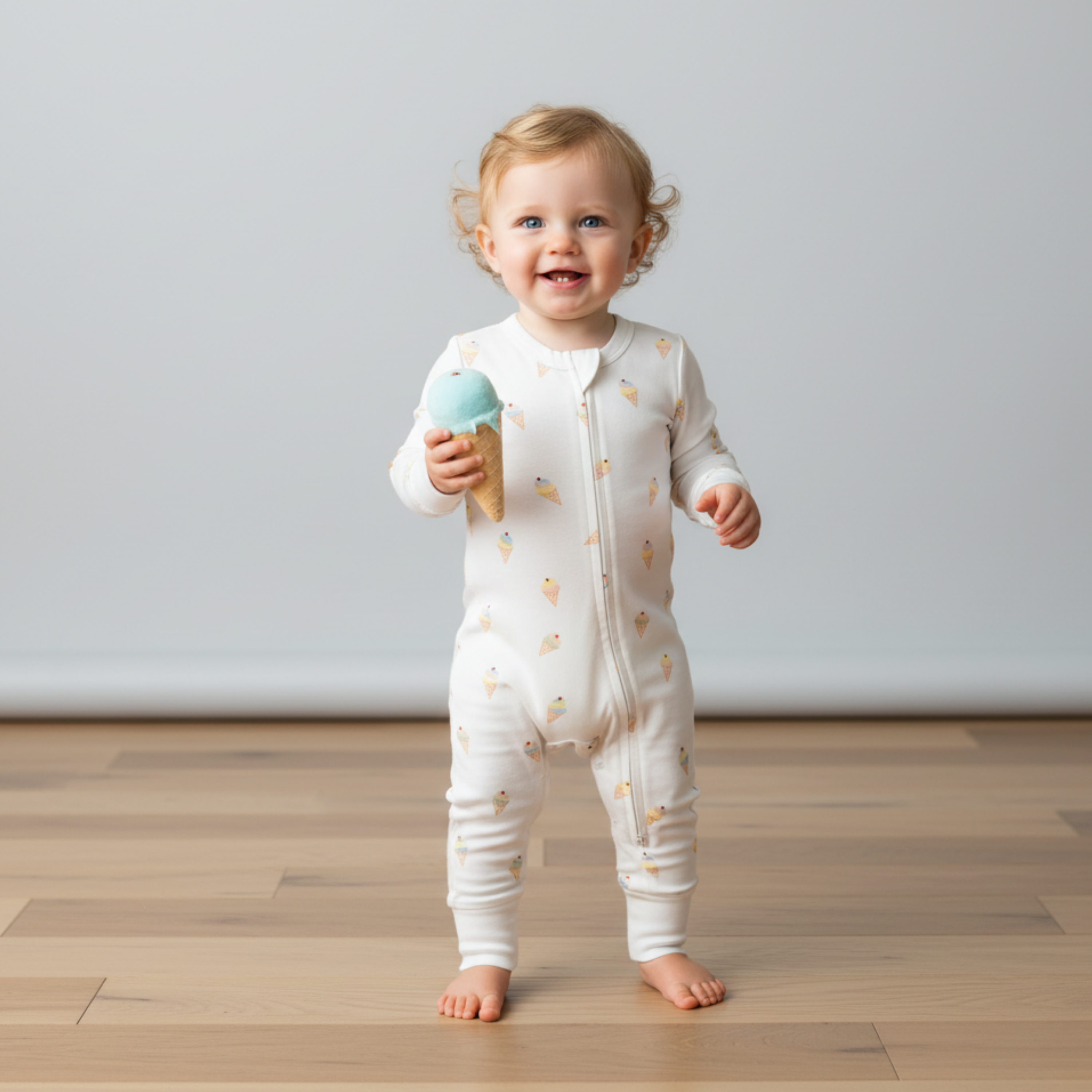 Makemake Organics - Organic 2-Way Zip Romper - Ice Cream