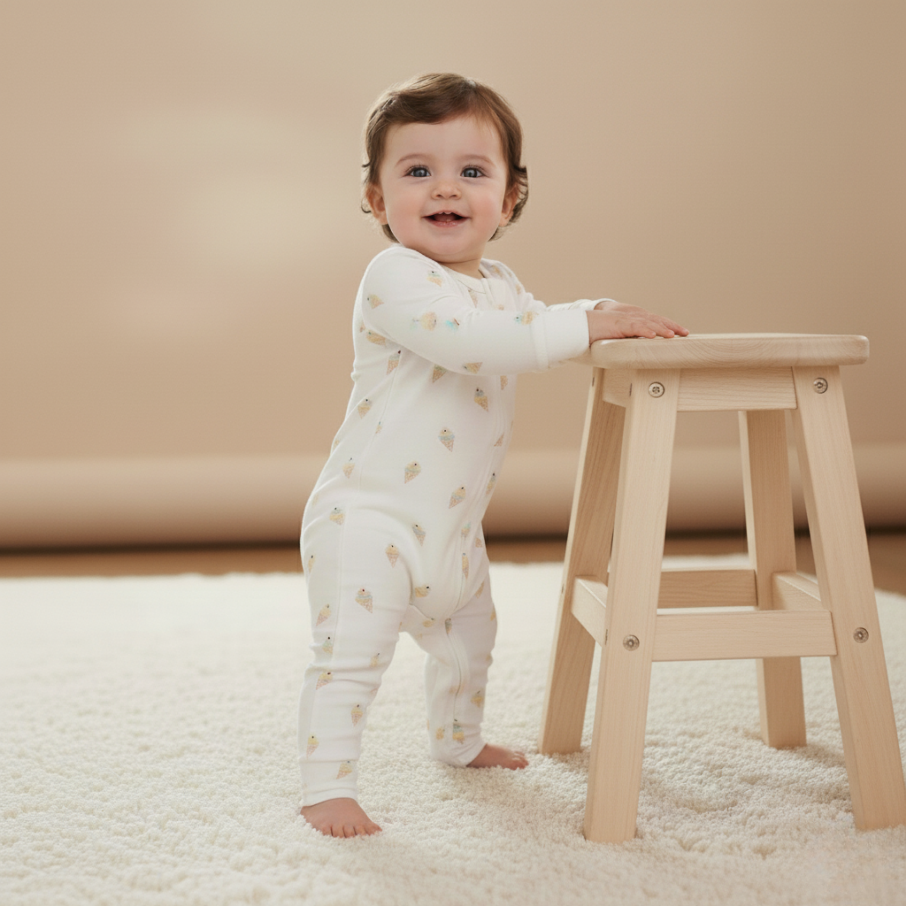 Makemake Organics - Organic 2-Way Zip Romper - Ice Cream