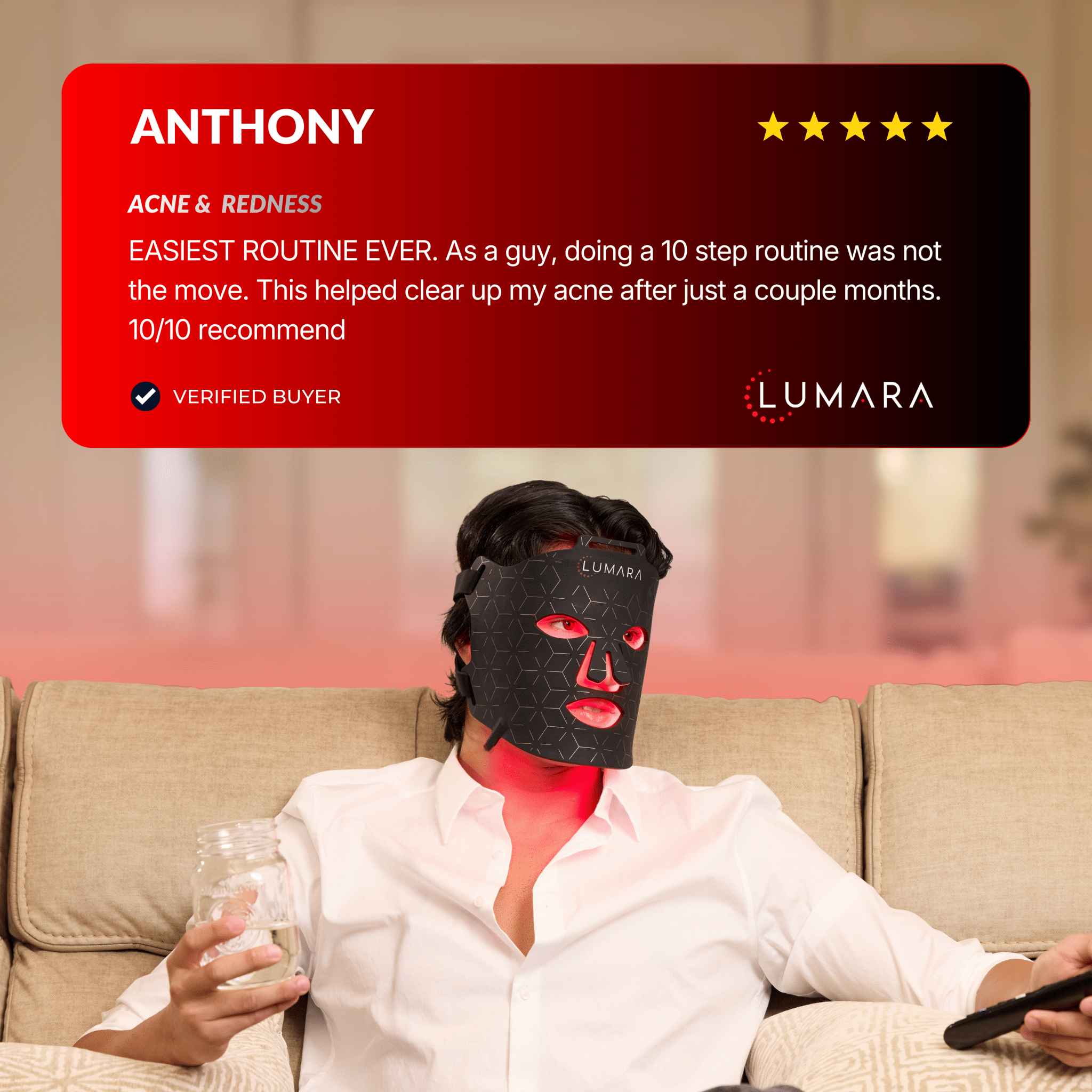 VISO FDA-Certified Red Light Therapy Mask - 470 Micro-LEDs for Anti-Aging