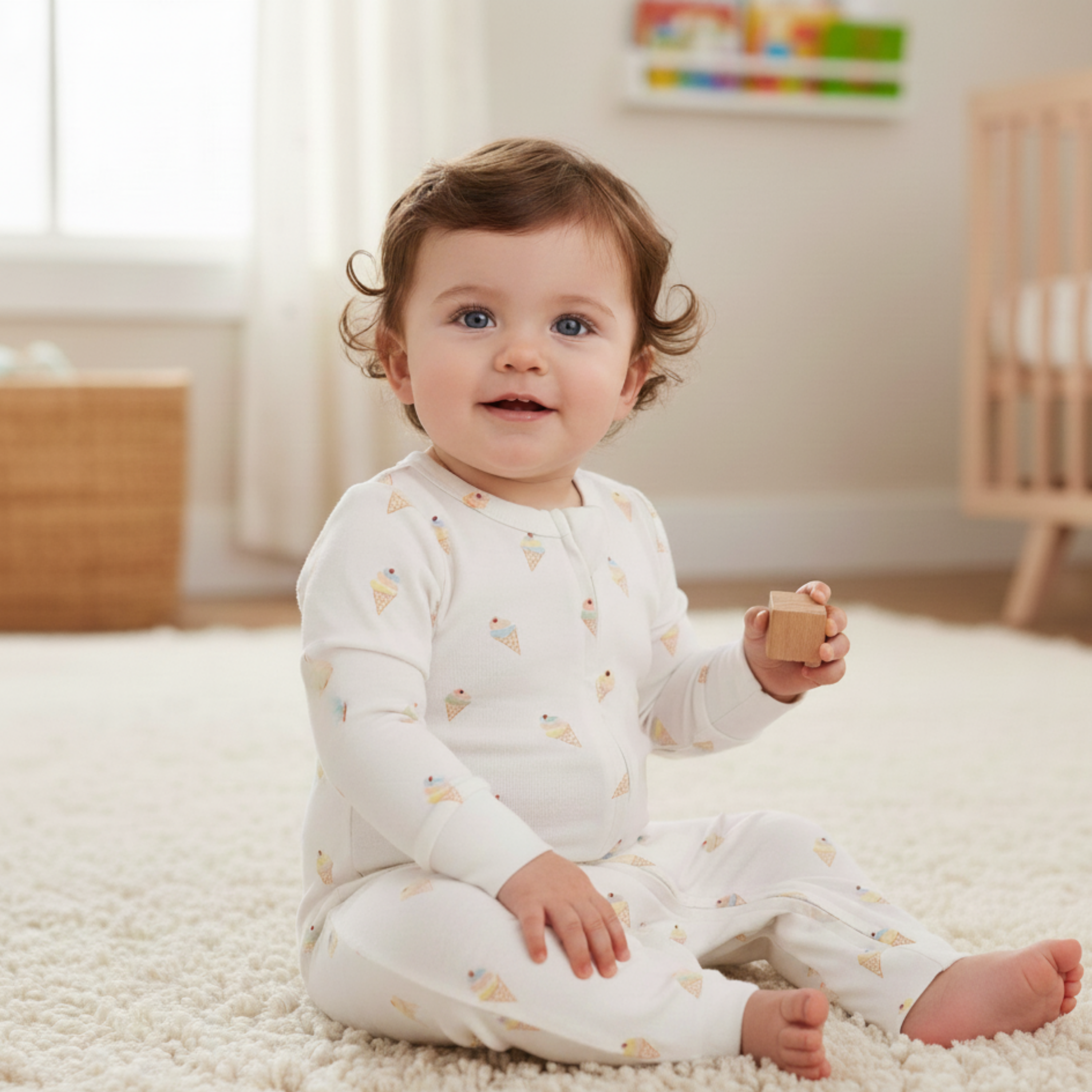 Makemake Organics - Organic 2-Way Zip Romper - Ice Cream