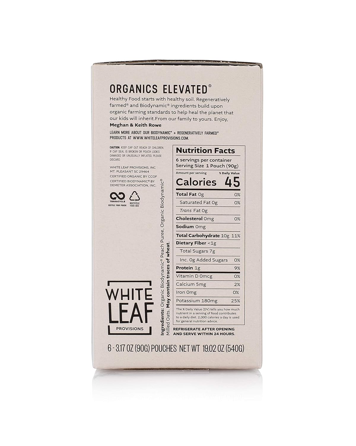 White Leaf Provisions Peach & Oat 90 Grm, Pack of 6