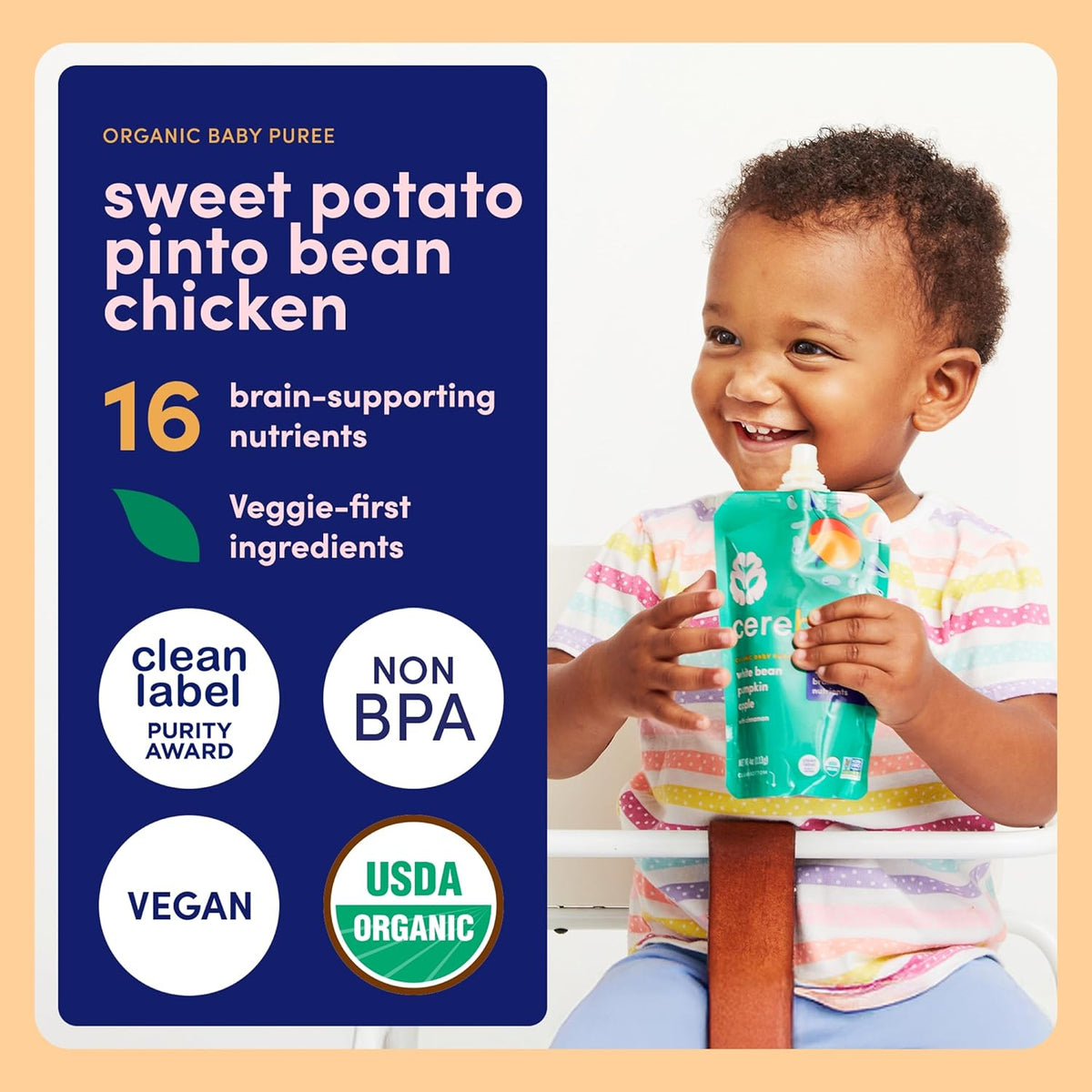 Cerebelly Organic Sweet Potato Puree - Pack of 6 (4 Oz Each)