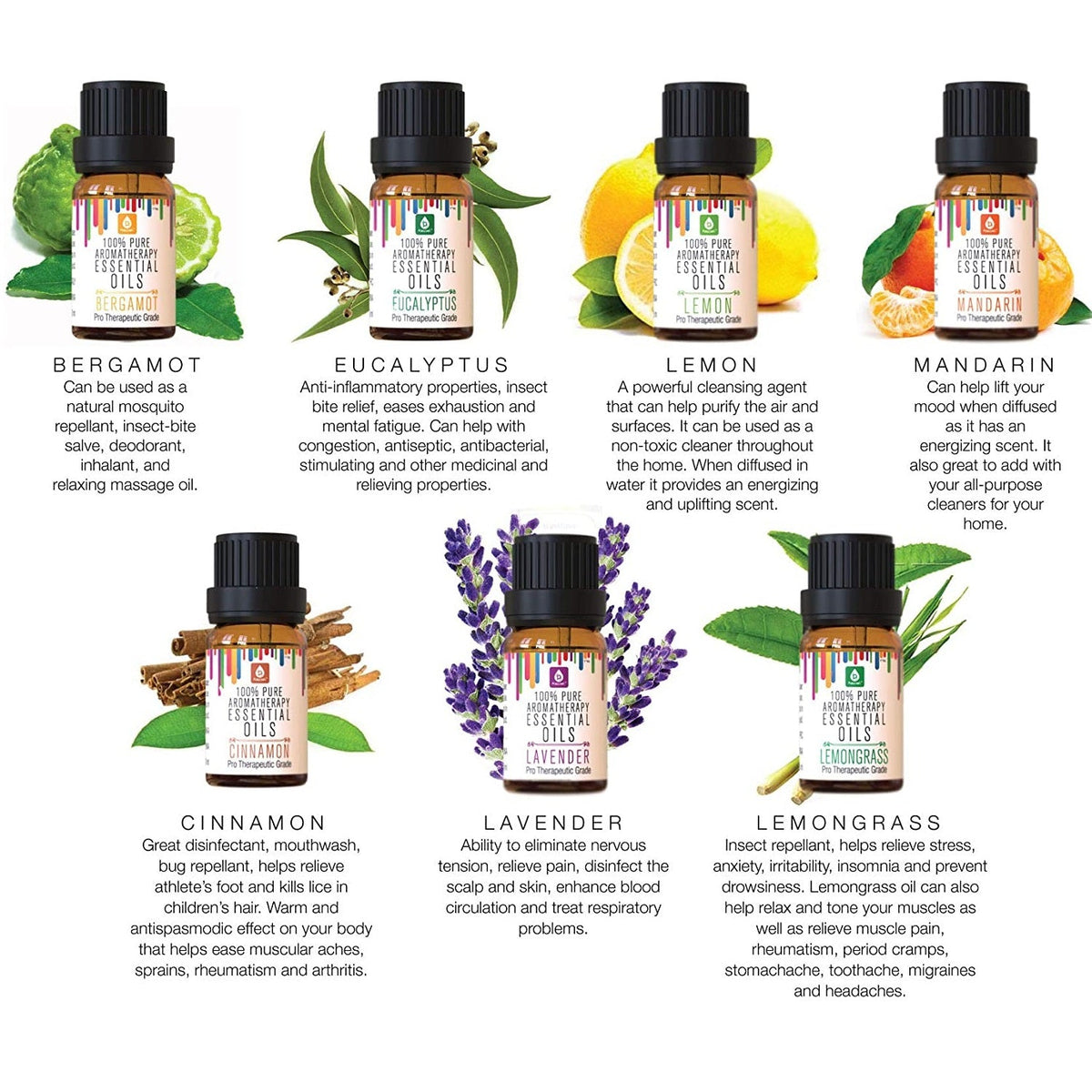 Pursonic 14 Pack of 100% Pure Essential Aromatherapy Oils