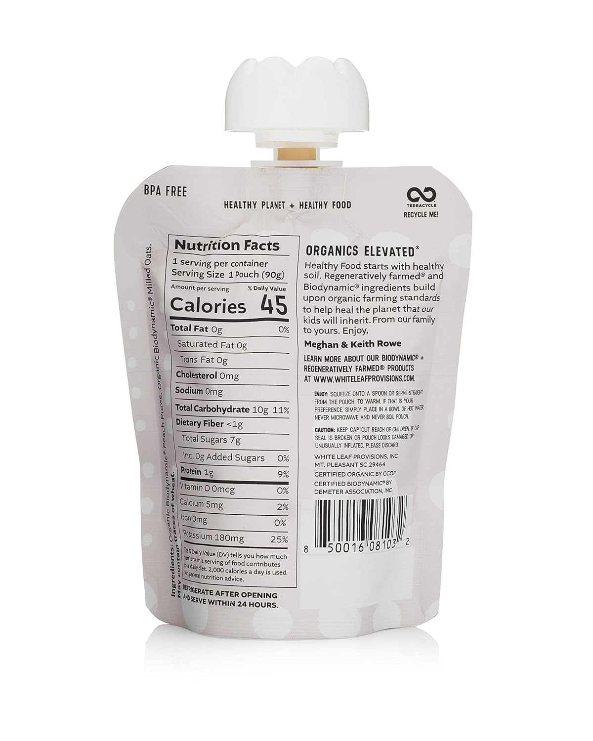 White Leaf Provisions Peach & Oat 90 Grm, Pack of 6