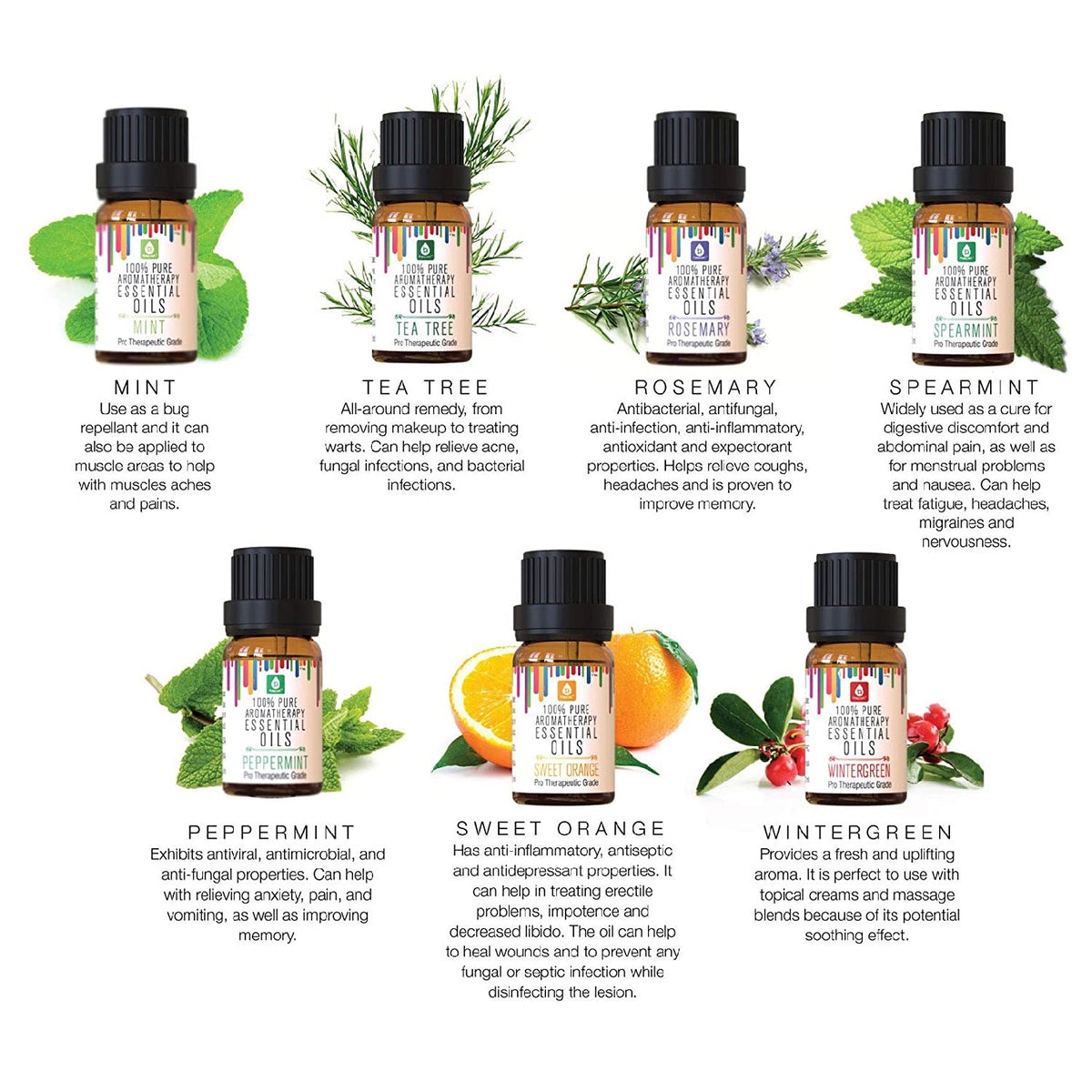 Pursonic 14 Pack of 100% Pure Essential Aromatherapy Oils