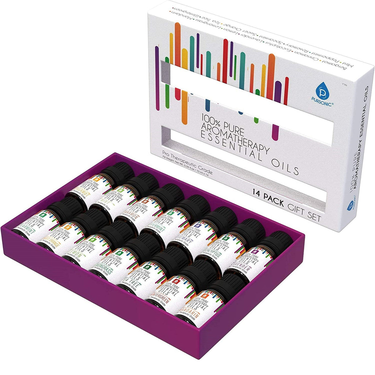 Pursonic 14 Pack of 100% Pure Essential Aromatherapy Oils