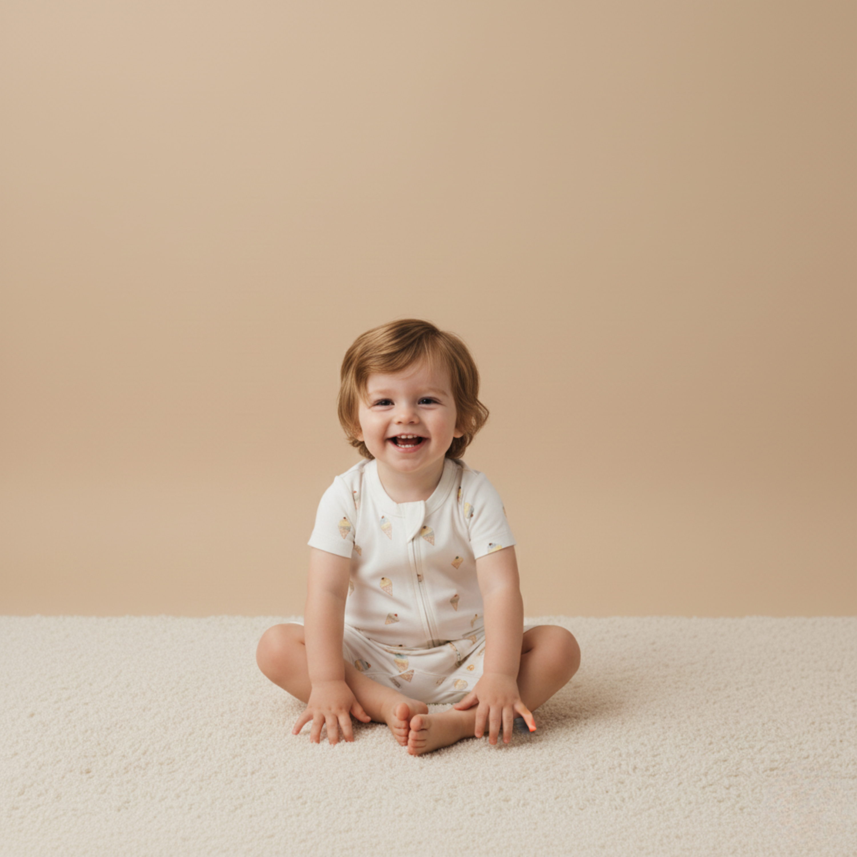 Makemake Organics - Organic Short Zip Romper - Ice Cream
