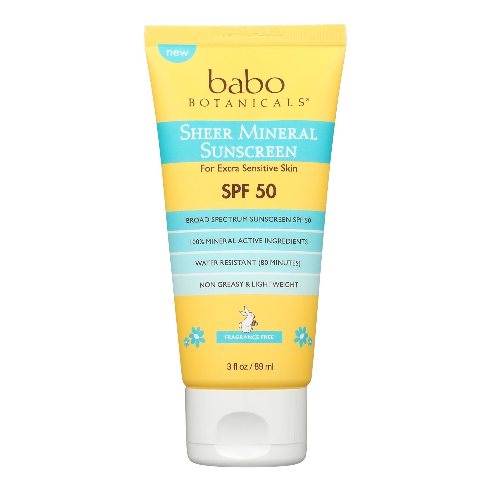 Babo Botanicals Sunscreen Sheer Lotion SPF 50, 3 Fl Oz