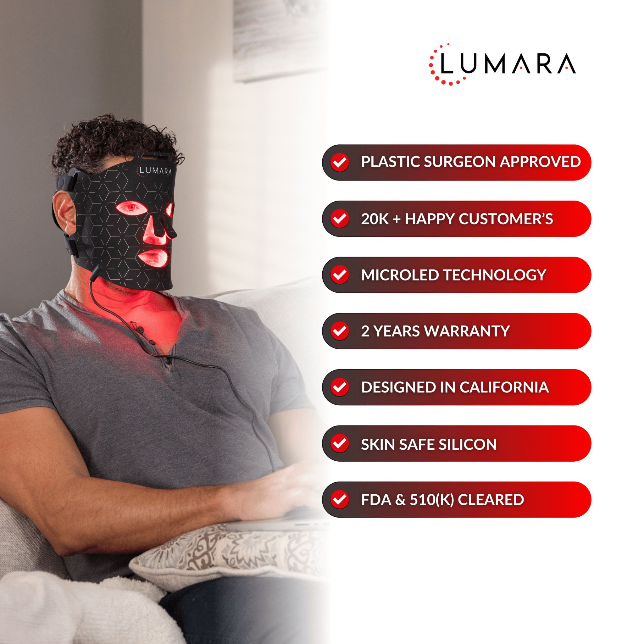 VISO FDA-Certified Red Light Therapy Mask - 470 Micro-LEDs for Anti-Aging