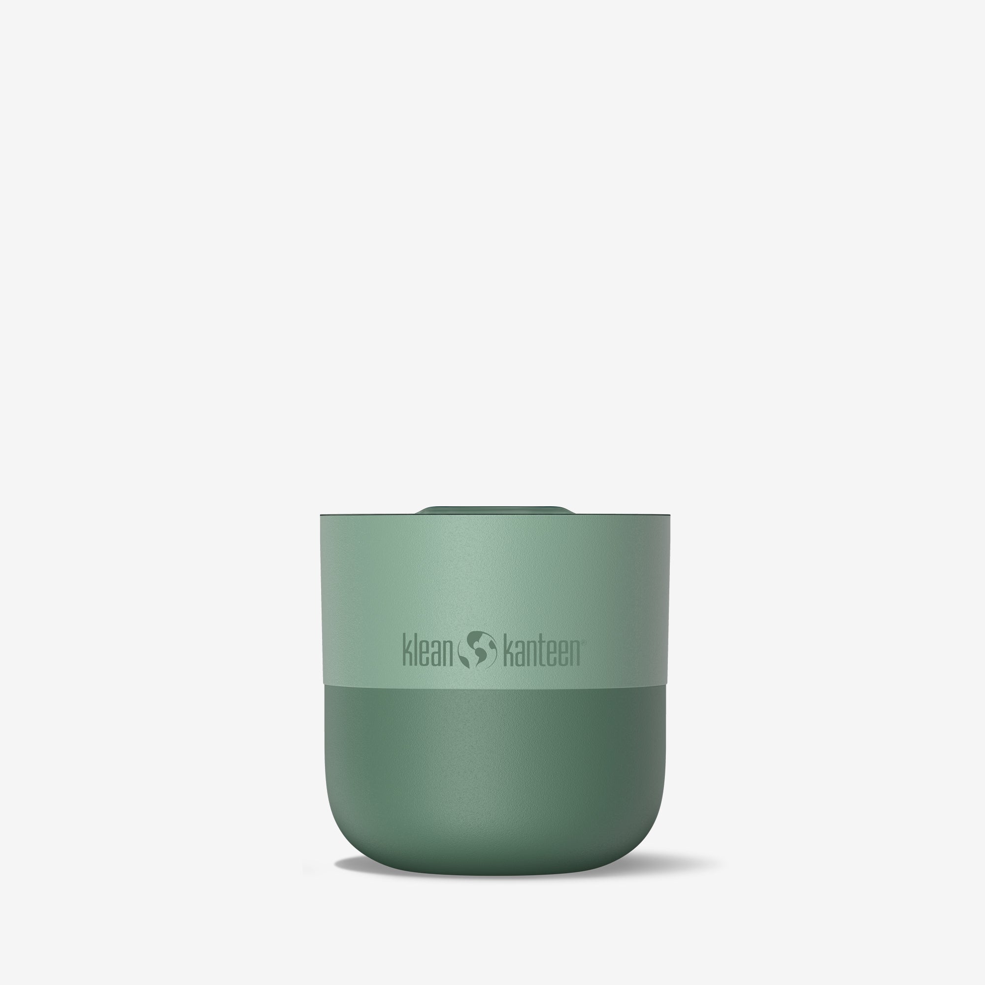 Green tumbler with Klean Kanteen logo on a white background
