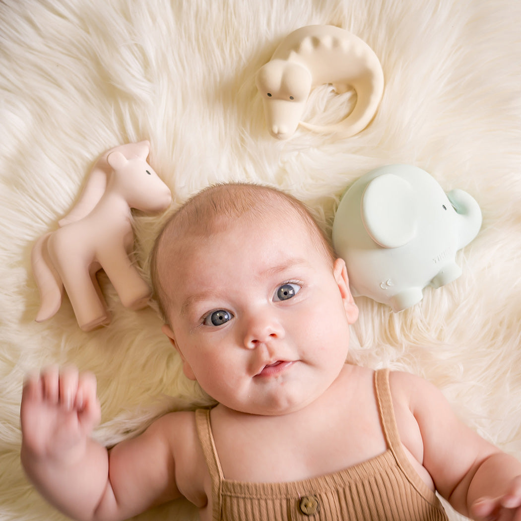 Tikiri Toys Marshmallow Soft Organic Natural Rubber Rattles, Bath Toys & Teethers
