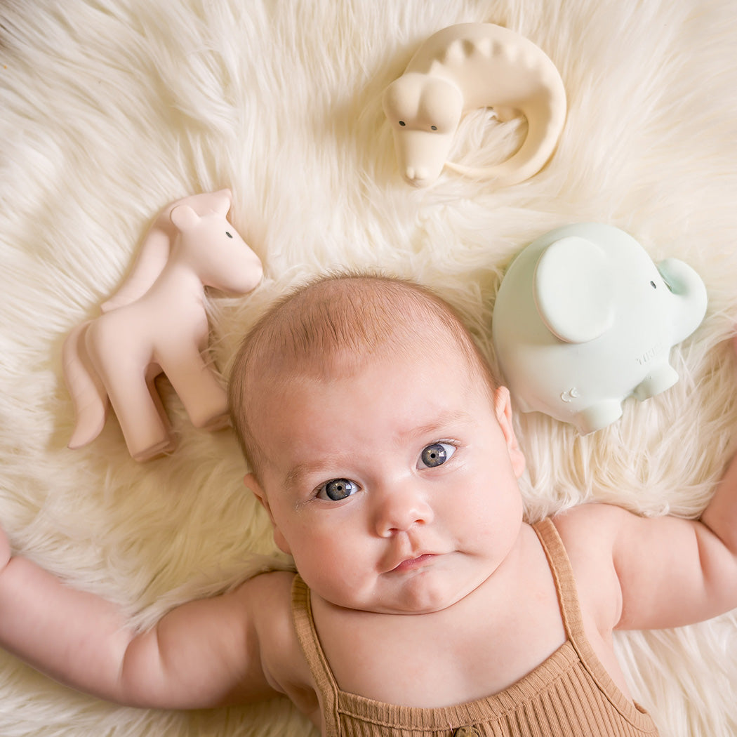 Tikiri Toys Marshmallow Soft Organic Natural Rubber Rattles, Bath Toys & Teethers