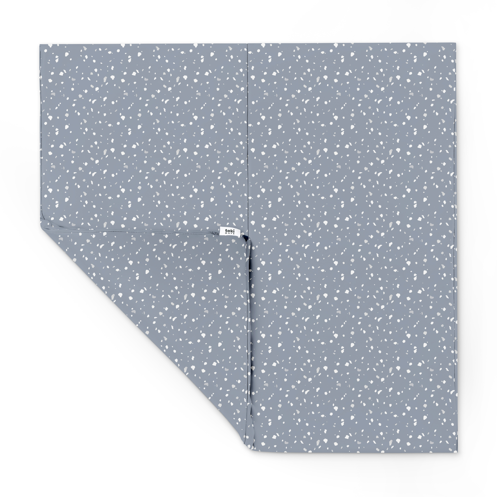 Gray fabric with white dot pattern on a white background