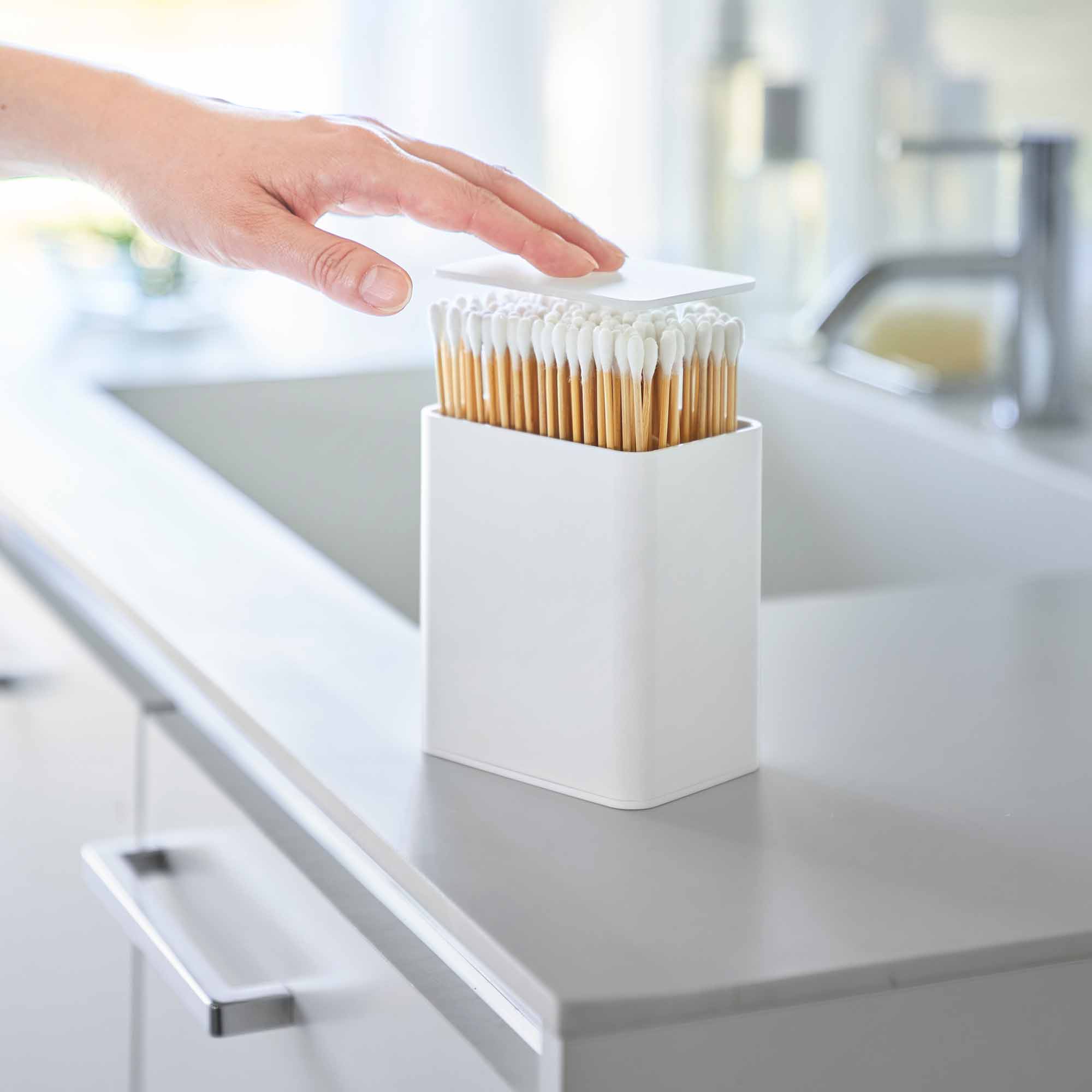 Yamazaki Home Cotton Swab Push-Top Case