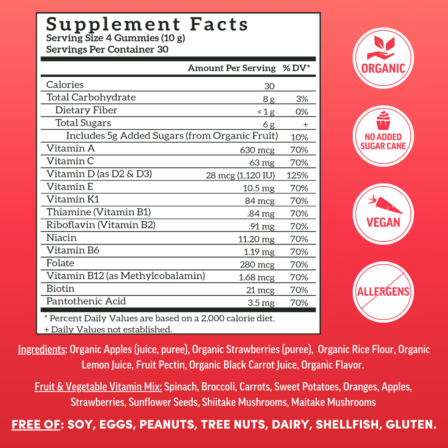 Llama Naturals Organic Adults Multivitamin - Strawberry Gummies