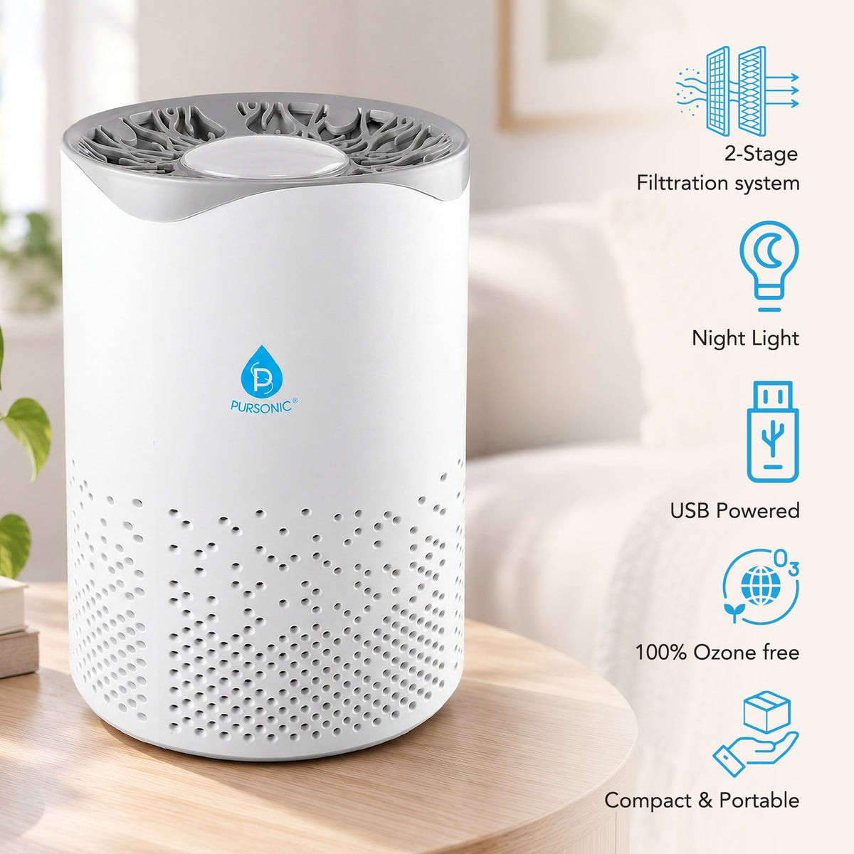 Pursonic USB Powered True HEPA Air Purifier