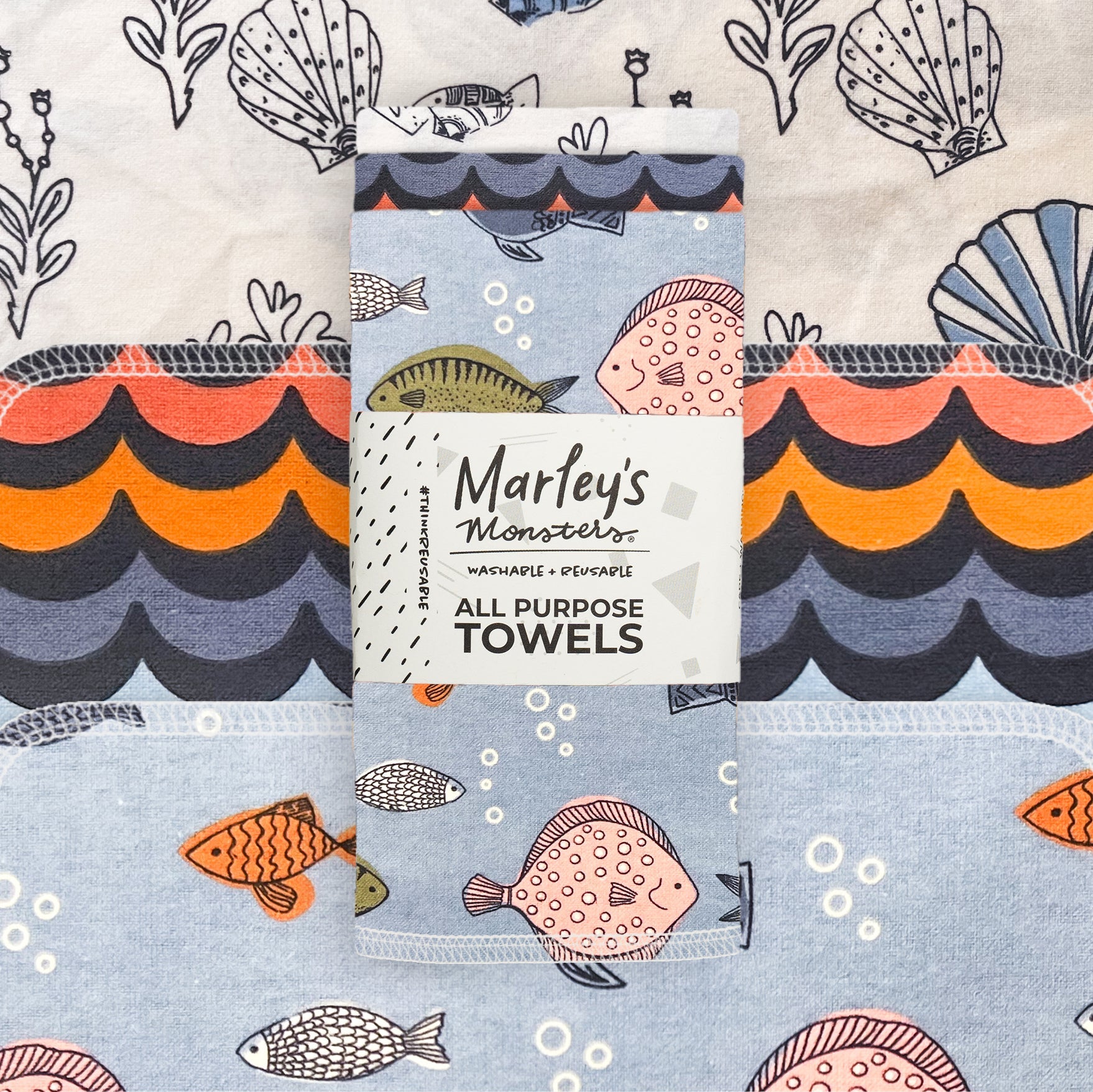 Marley's Monsters All-Purpose Towels: Mixed Prints 3 Count Pack - Air B n' Beach