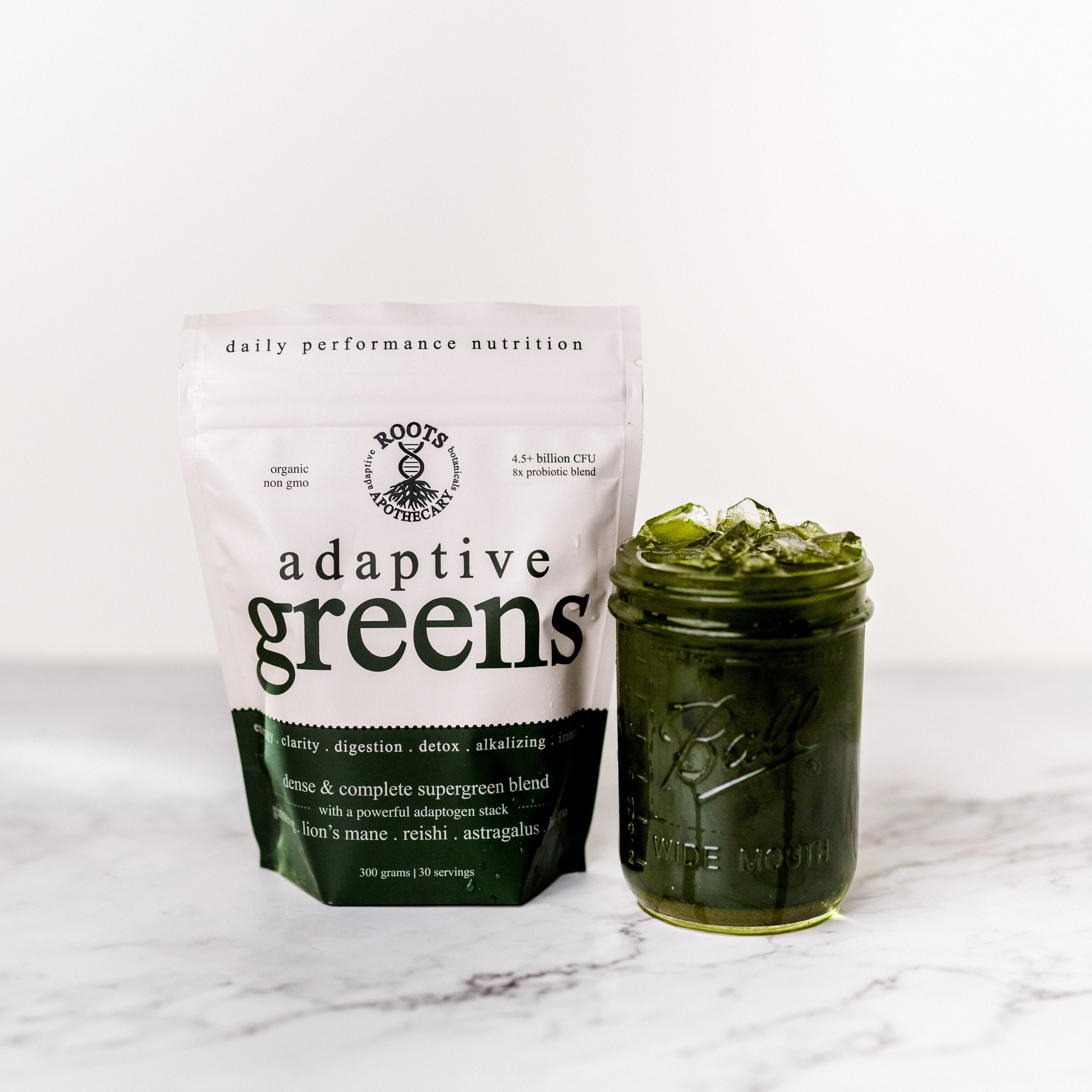 Roots Apothecary Adaptive Greens + Cacao Stack
