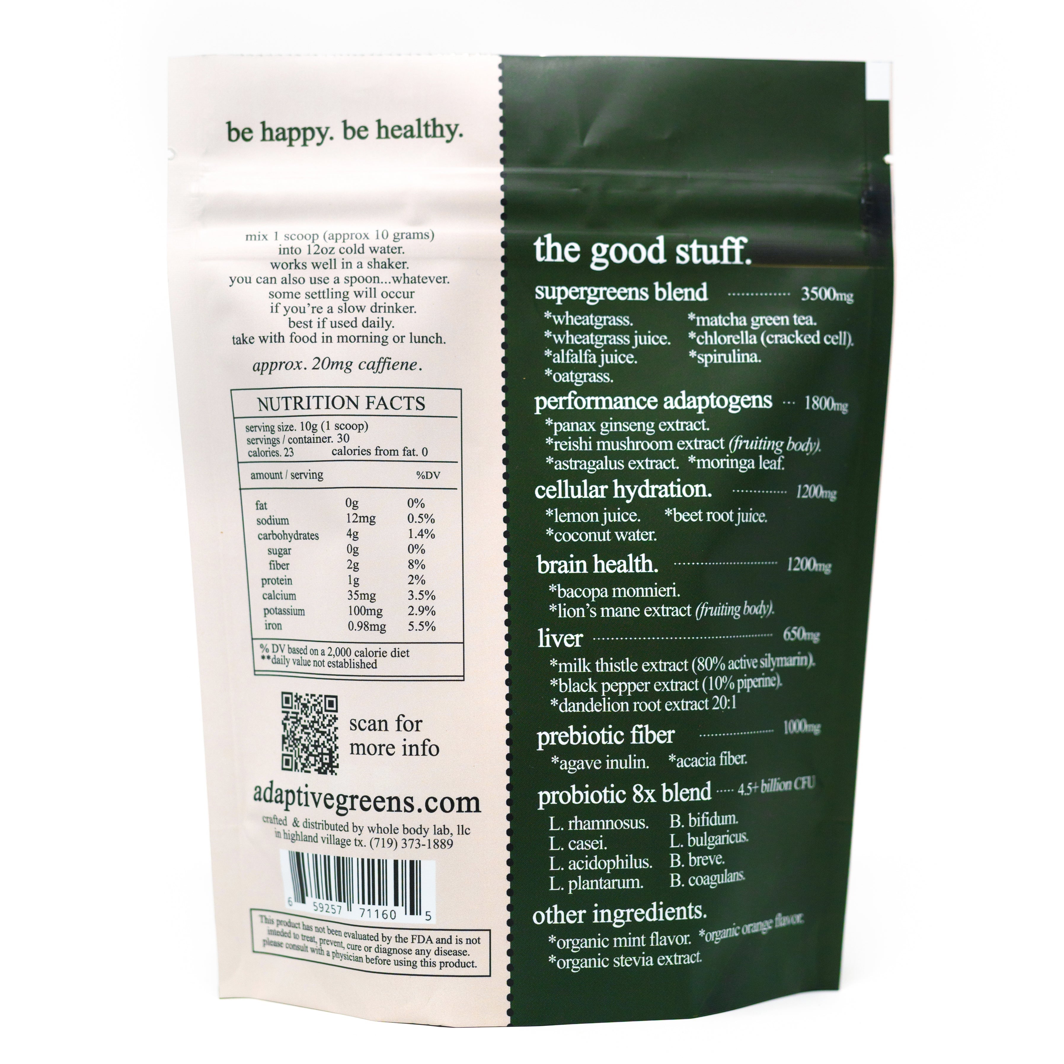Roots Apothecary Adaptive Greens + Cacao Stack