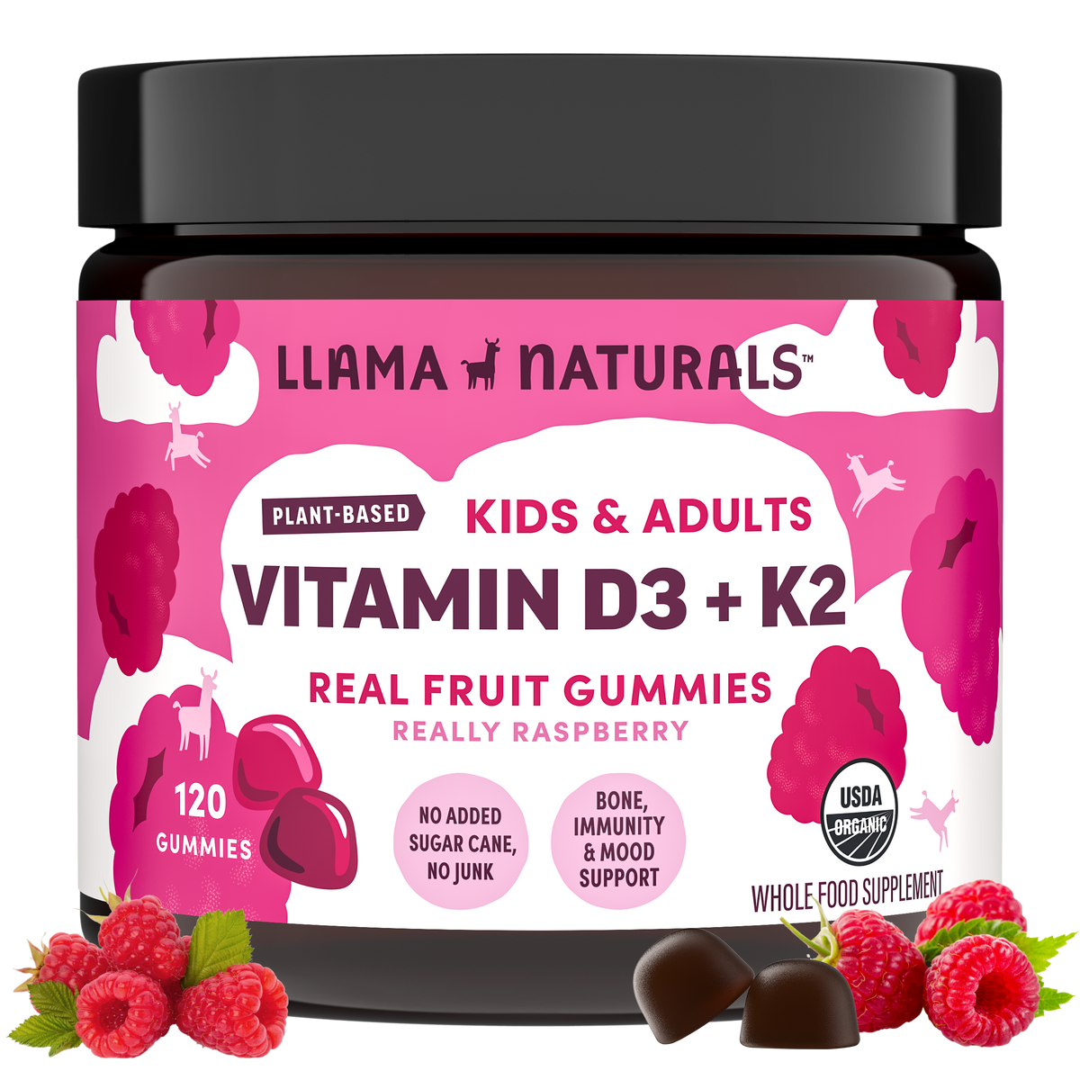 Llama Naturals Vitamin D3 Gummies, Raspberry (120 ct)