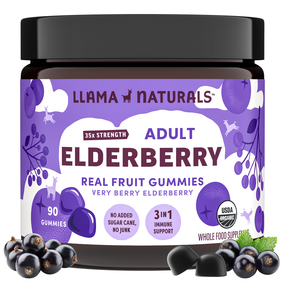Llama Naturals Organic Adult Vitamins - Elderberry Immunity Gummies