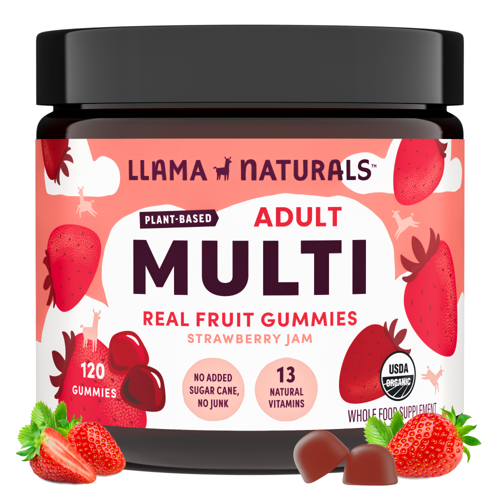 Llama Naturals Organic Adults Multivitamin - Strawberry Gummies