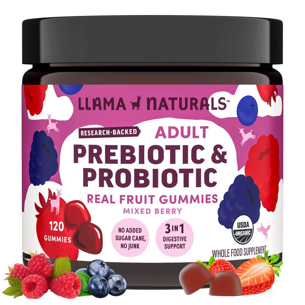 Llama Naturals Adult Prebiotic & Probiotic Gummies, Mixed Berry (120 ct)