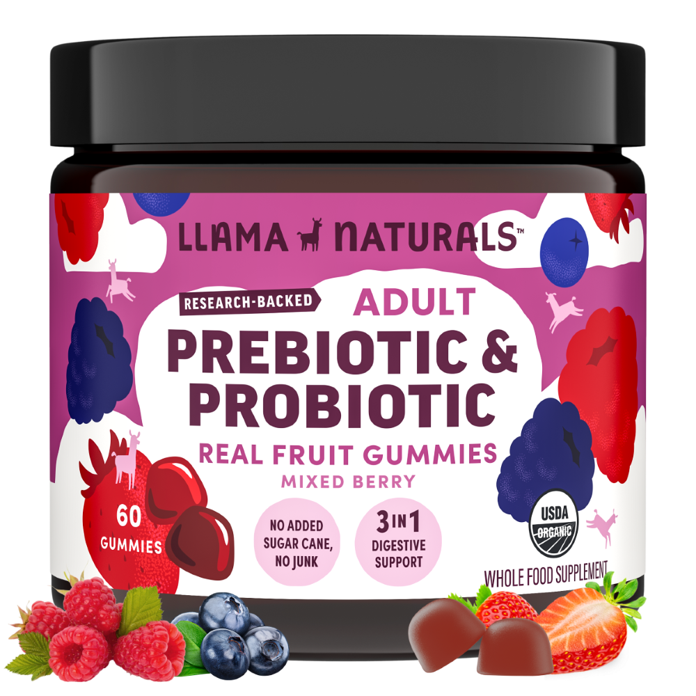 Llama Naturals Adults Organic Pre & Probiotic Gummies - Mixed Berry