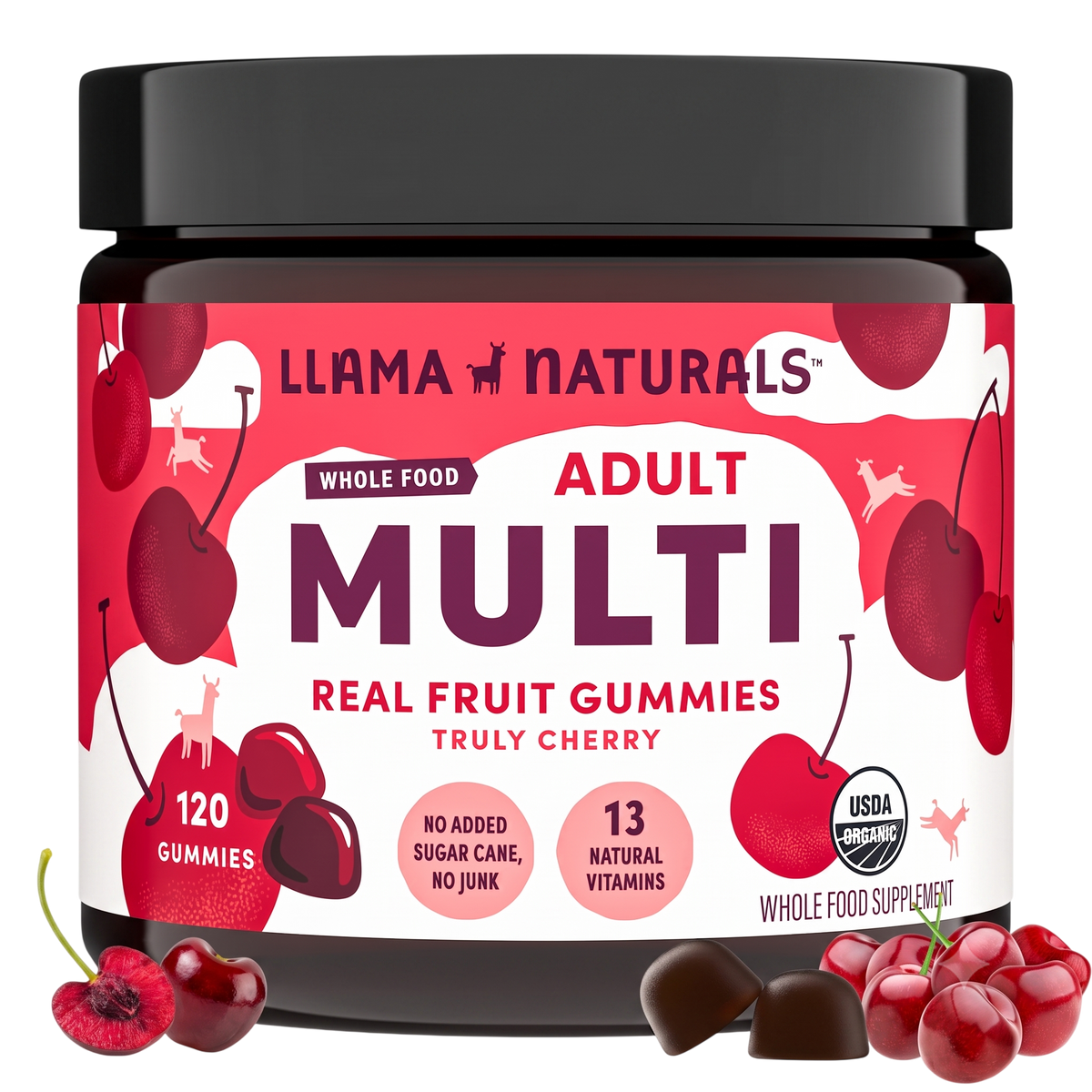Llama Naturals Organic Adults Multivitamin - Cherry Gummies