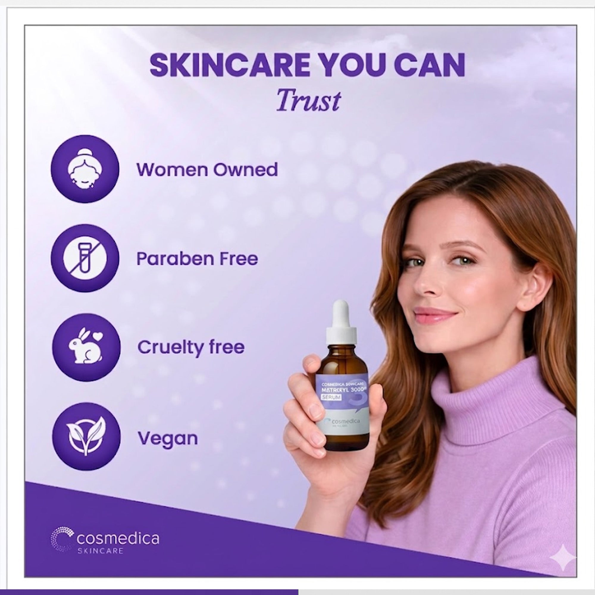 Cosmedica Skincare Matrixyl 3000 Peptide Serum with Hyaluronic Acid | Hydrating Lightweight Face Serum for Sensitive Skin | Firming Serum with Aloe Vera Vitamin E | 2oz